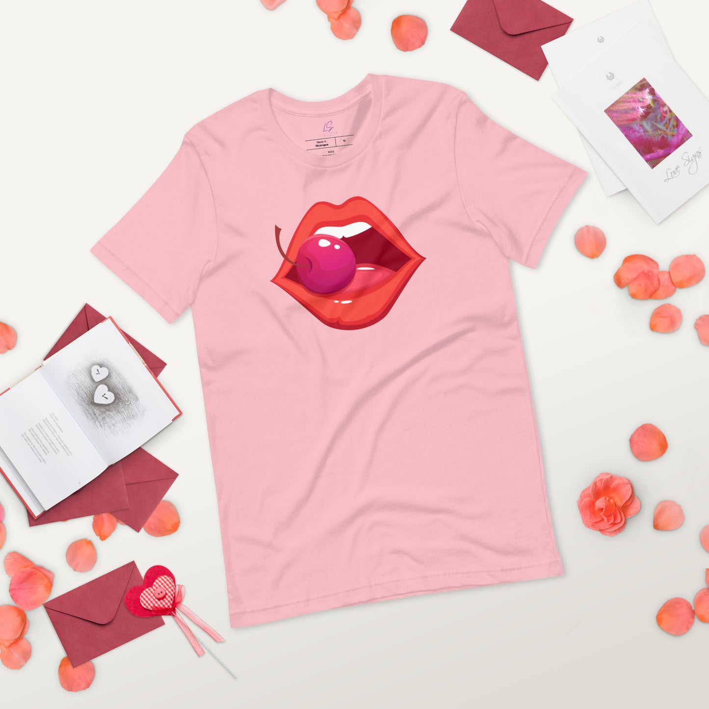 Unisex Tee: Vivid Red Mouth & Cherry