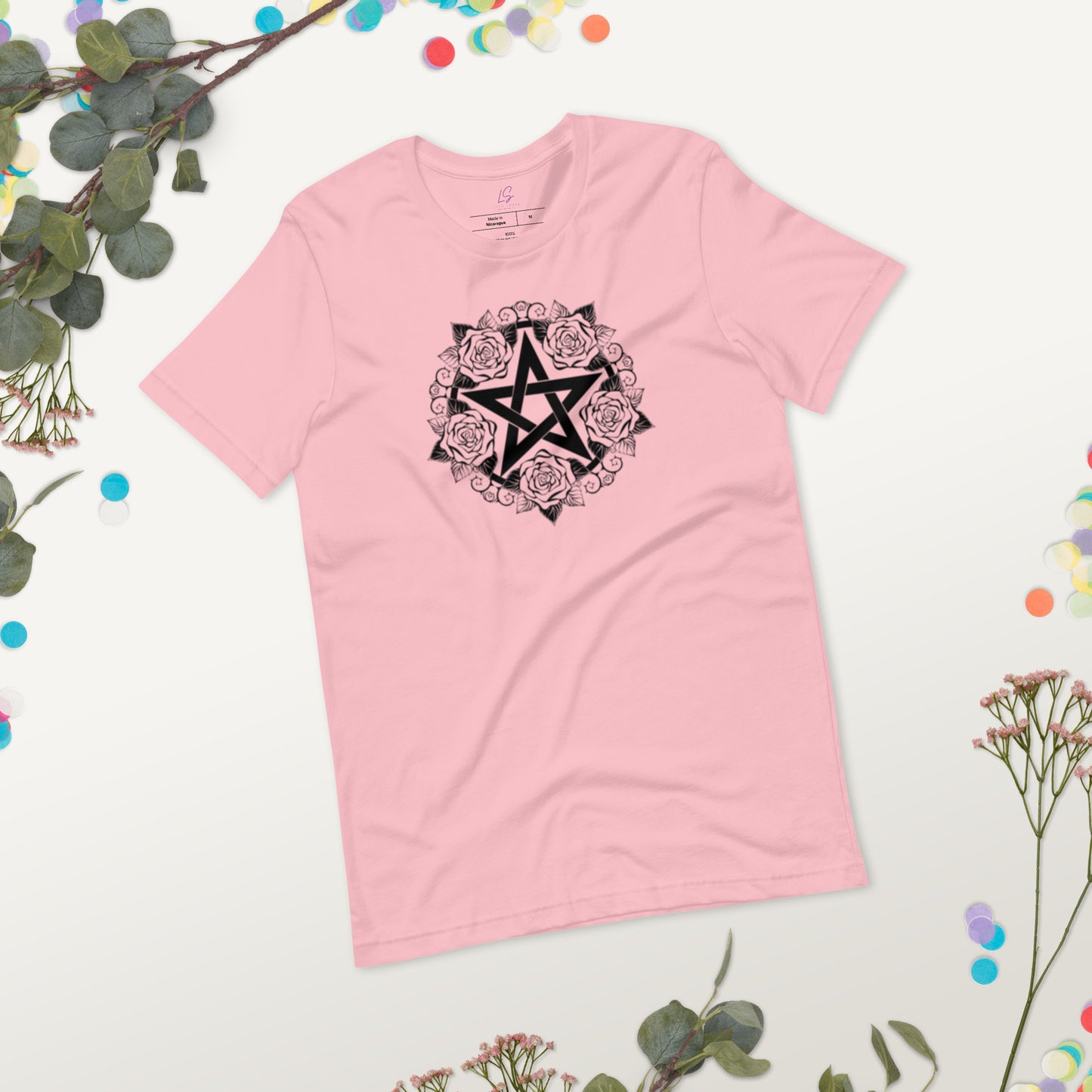 Unisex Tee Bella + Canvas 3001: Pentacle with Roses