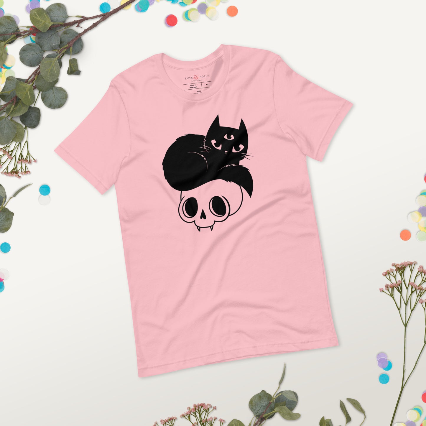 Unisex Tee Bella + Canvas 3001: Mystical Black Cat with Skull