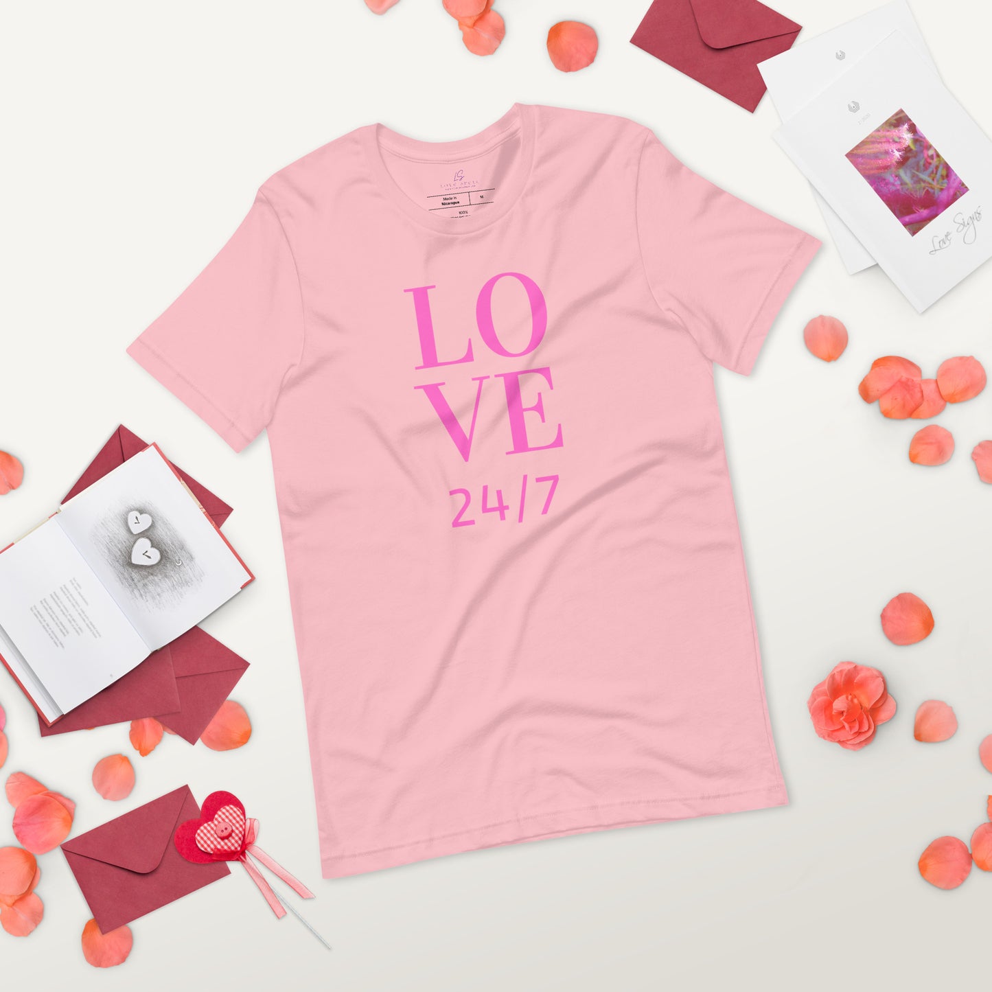 Unisex Tee Bella + Canvas 3001: Love 24/7 (pink text)