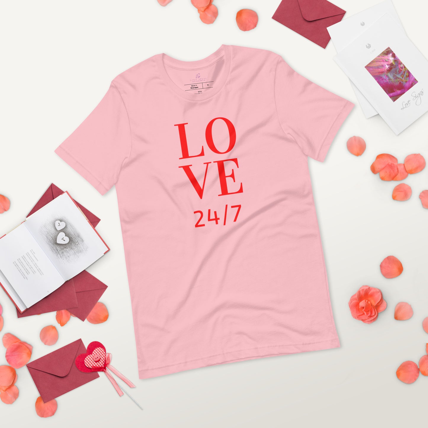 Unisex Tee Bella + Canvas 3001: Love 24/7 (red text)