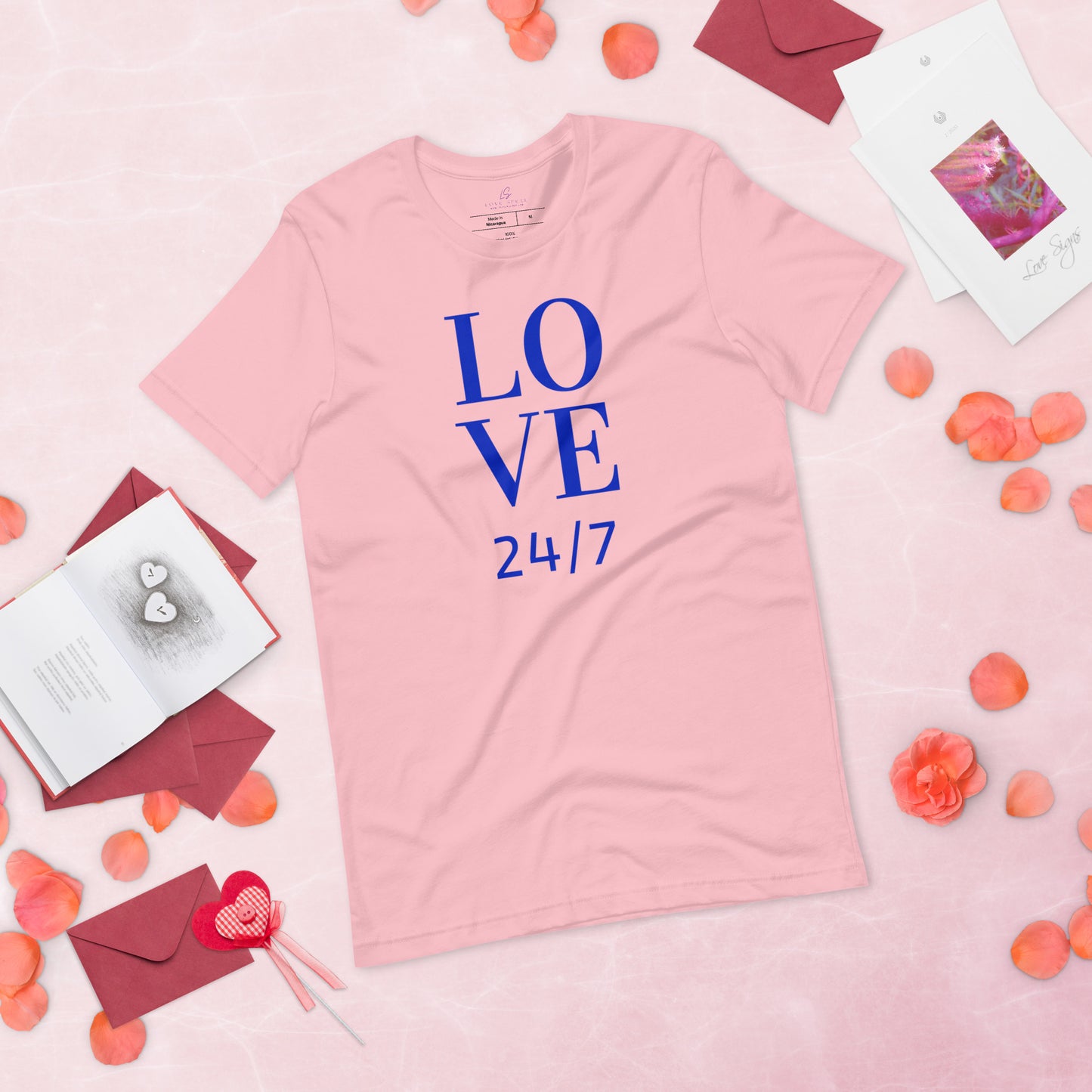 Unisex Tee Bella + Canvas 3001: Love 24/7 (blue text)