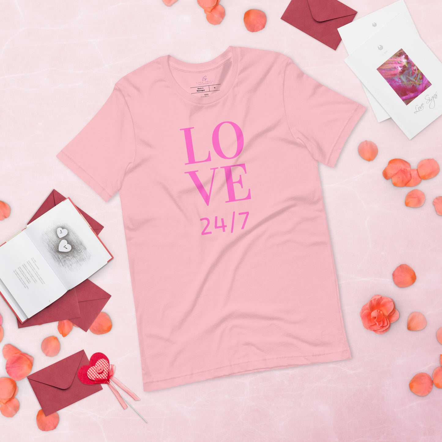 Unisex Tee Bella + Canvas 3001: Love 24/7 (pink text)