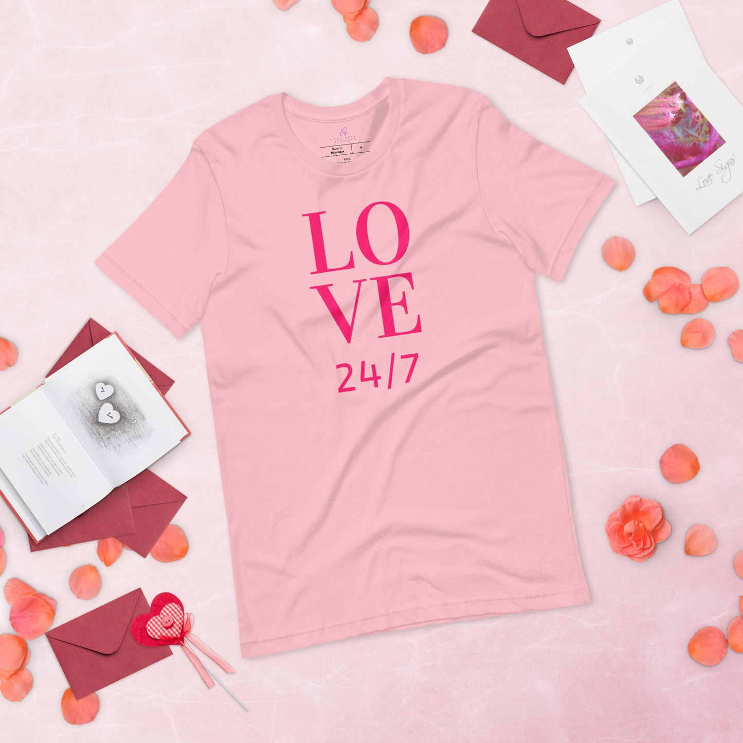 Unisex Tee Bella + Canvas 3001: Love 24/7 (fucshia text)