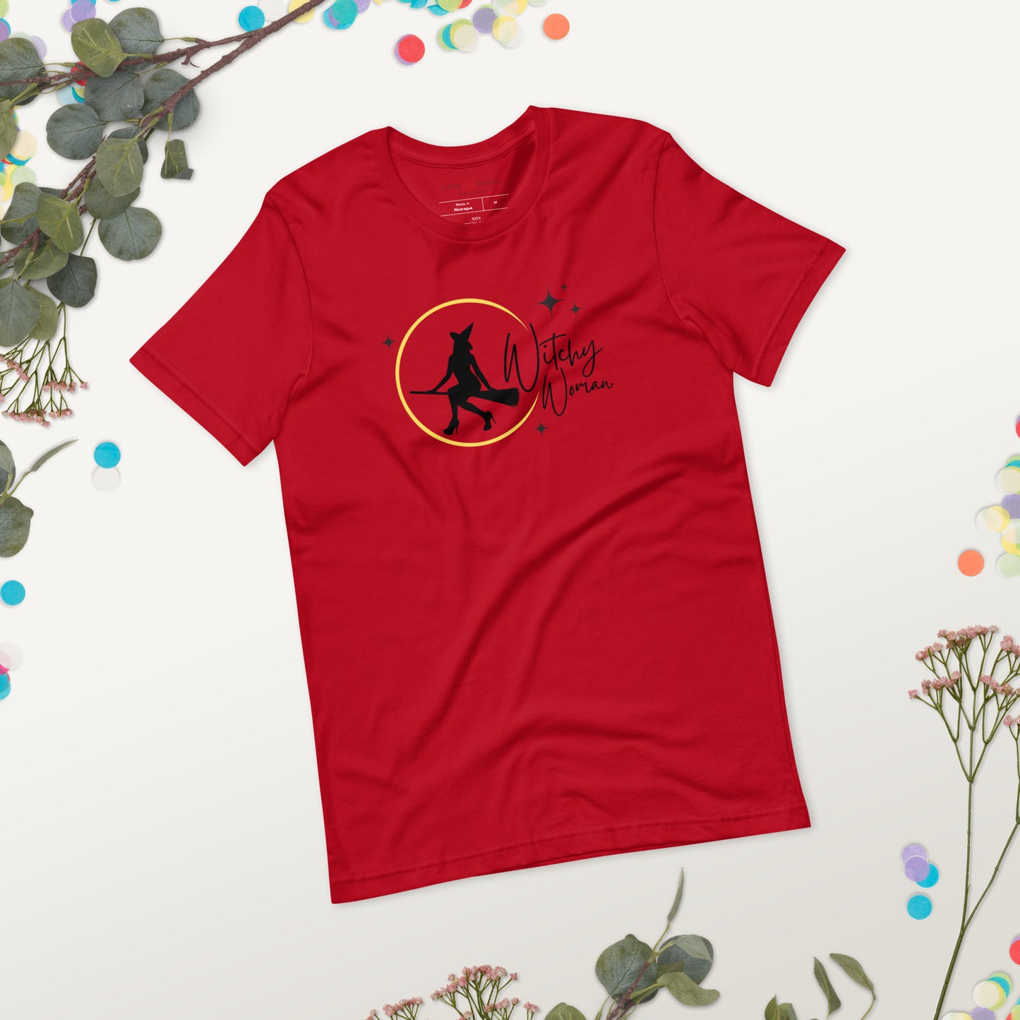 Unisex Tee: Witchy Woman (yellow moon)