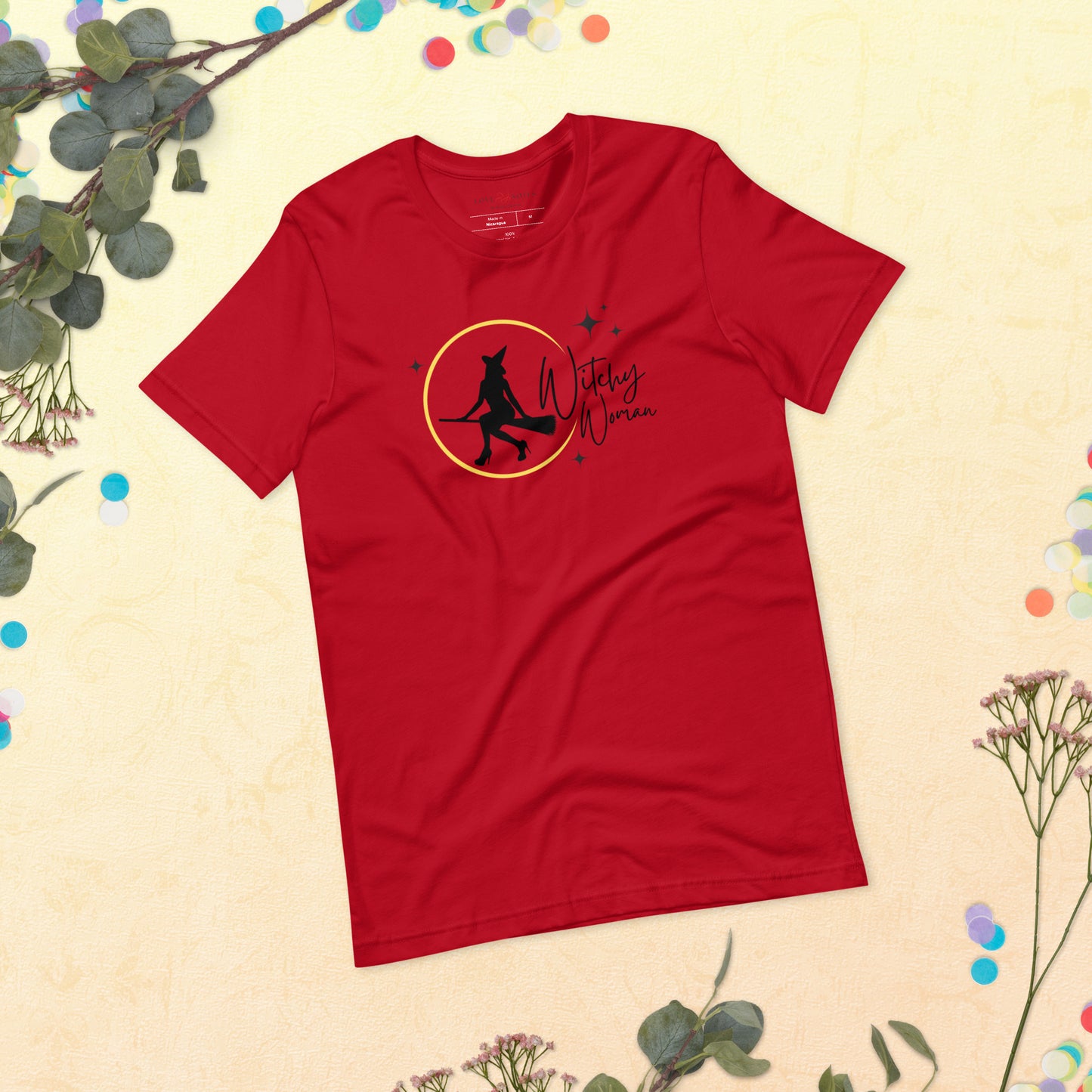 Unisex Tee: Witchy Woman (yellow moon)