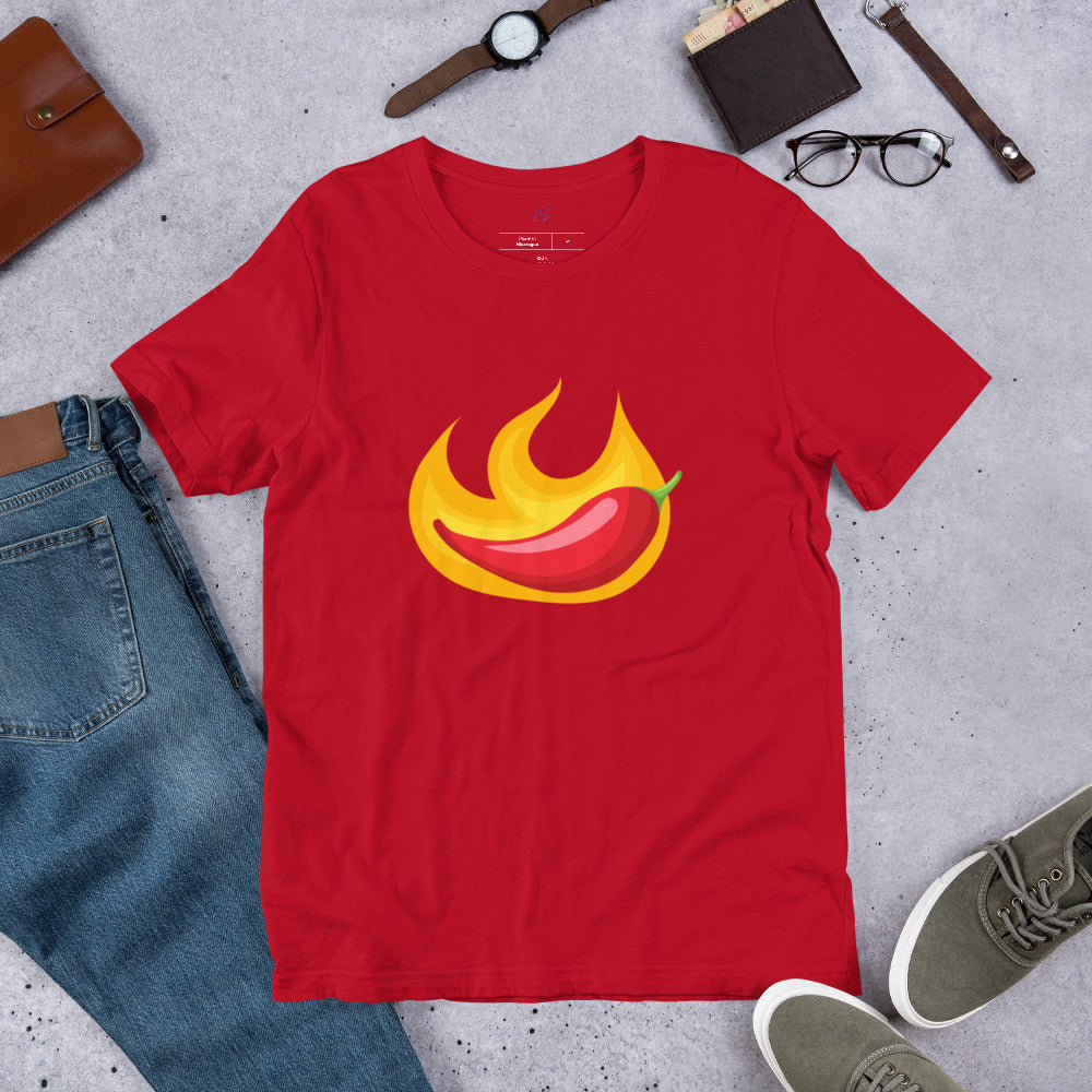 Unisex Tee: Chili Pepper in Flames