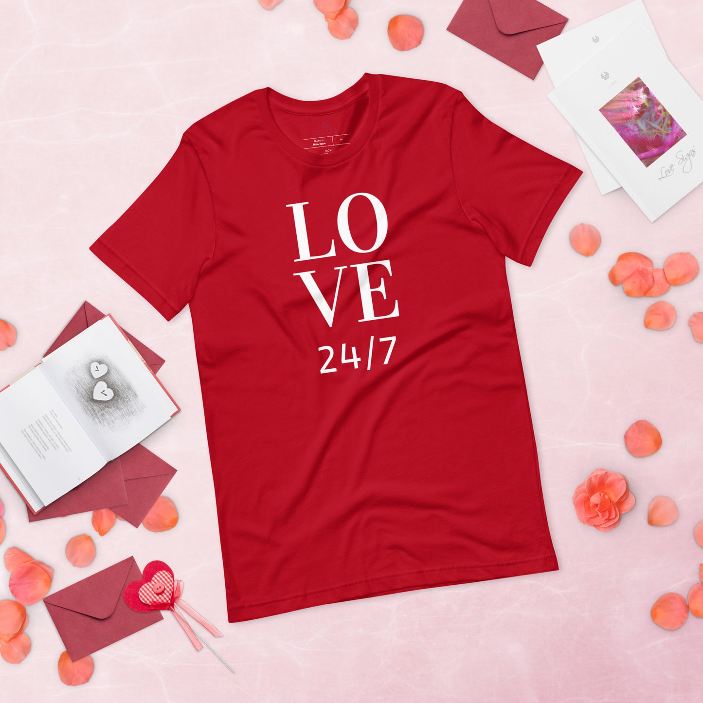 Unisex Tee Bella + Canvas 3001: Love 24/7 (white text)