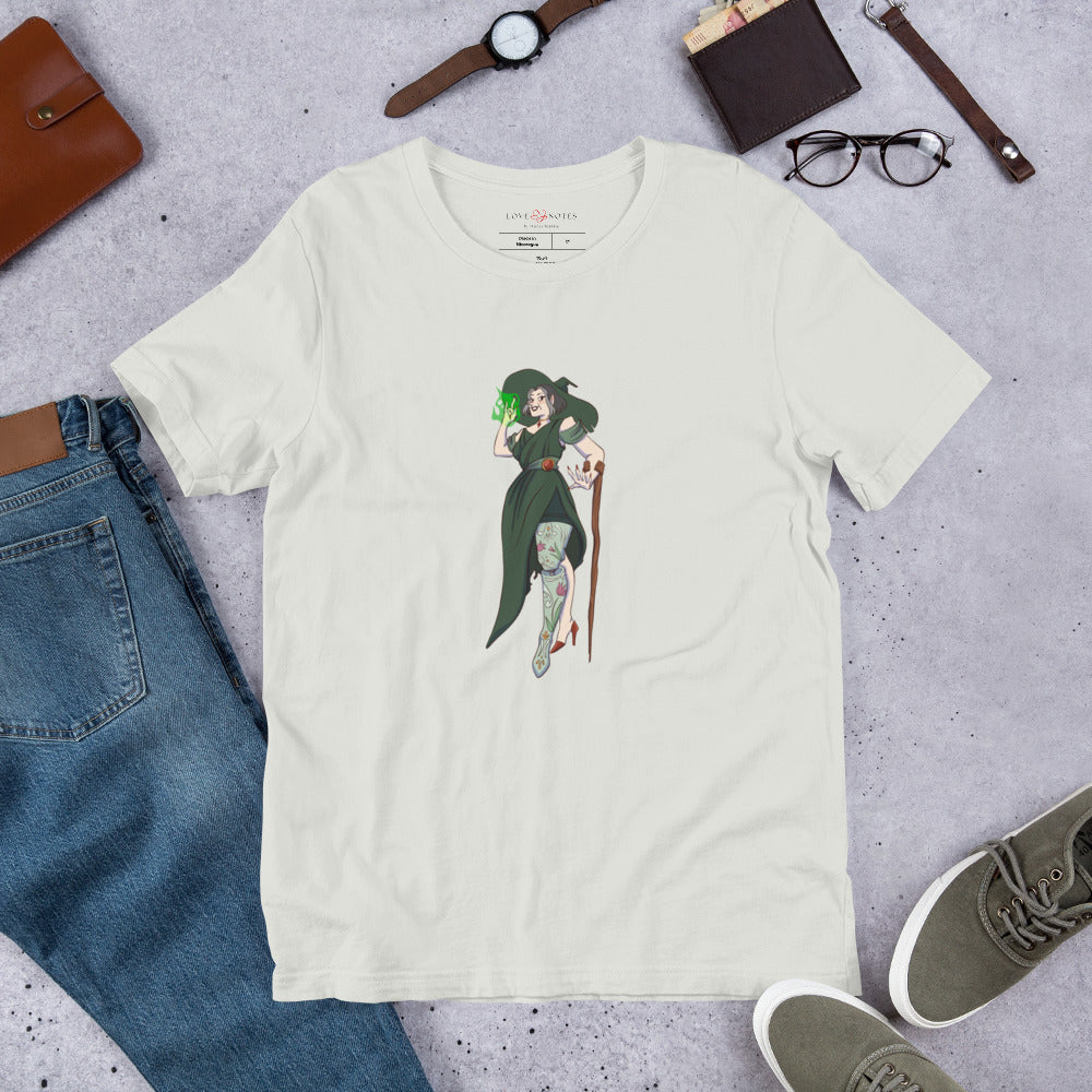 Unisex Tee Bella + Canvas 3001: Fantasy Witch with Above-Knee Prosthesis