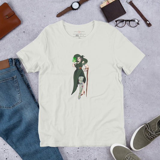 Unisex Tee Bella + Canvas 3001: Fantasy Witch with Above-Knee Prosthesis