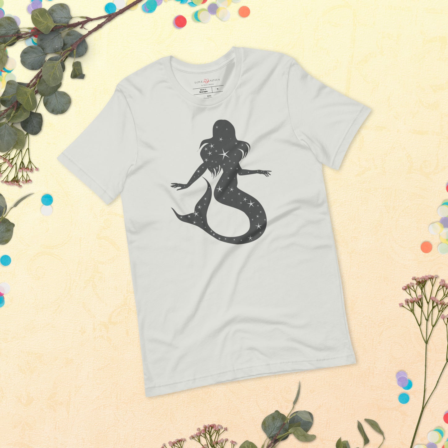 Unisex Tee: Gray Sparkle Mermaid