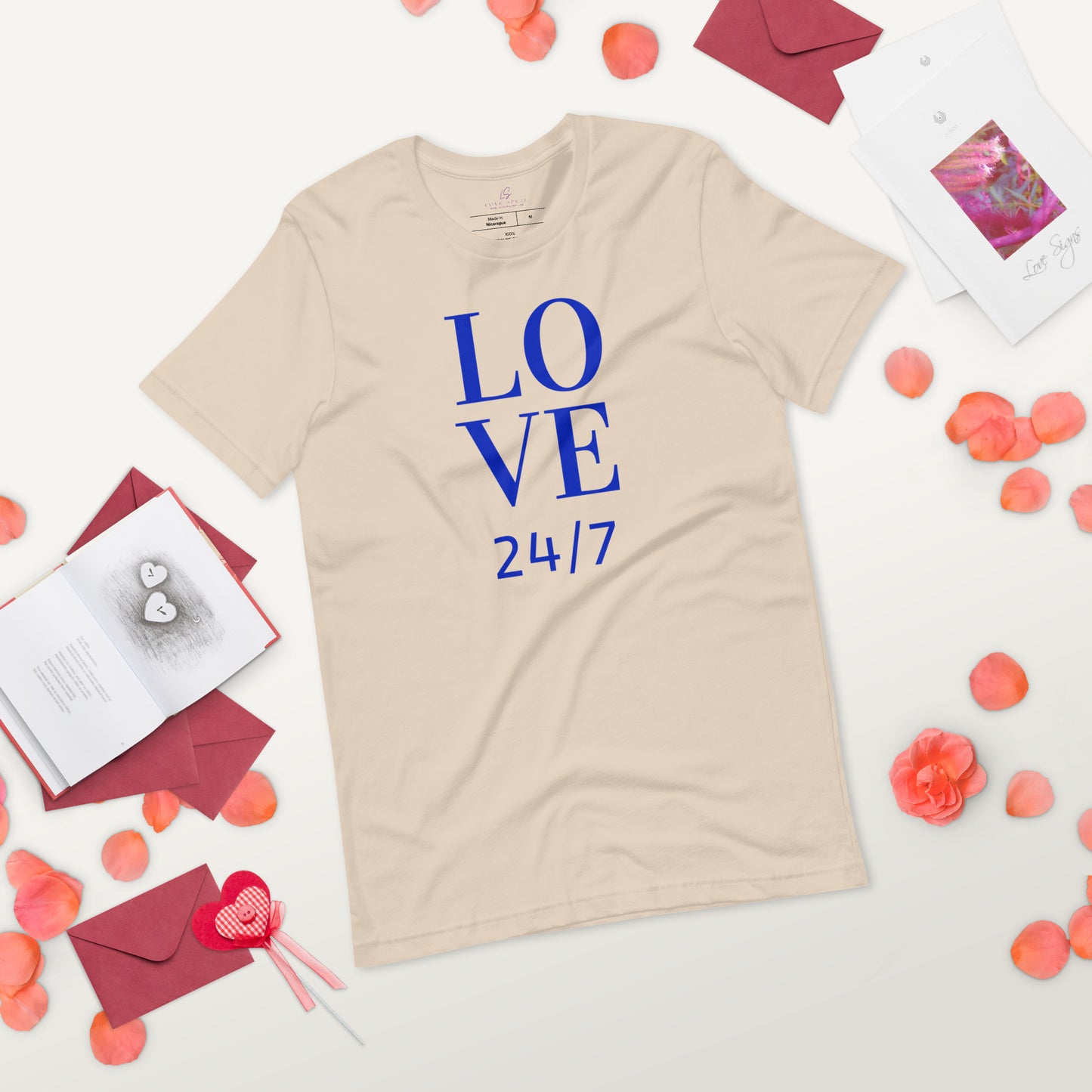 Unisex Tee Bella + Canvas 3001: Love 24/7 (blue text)