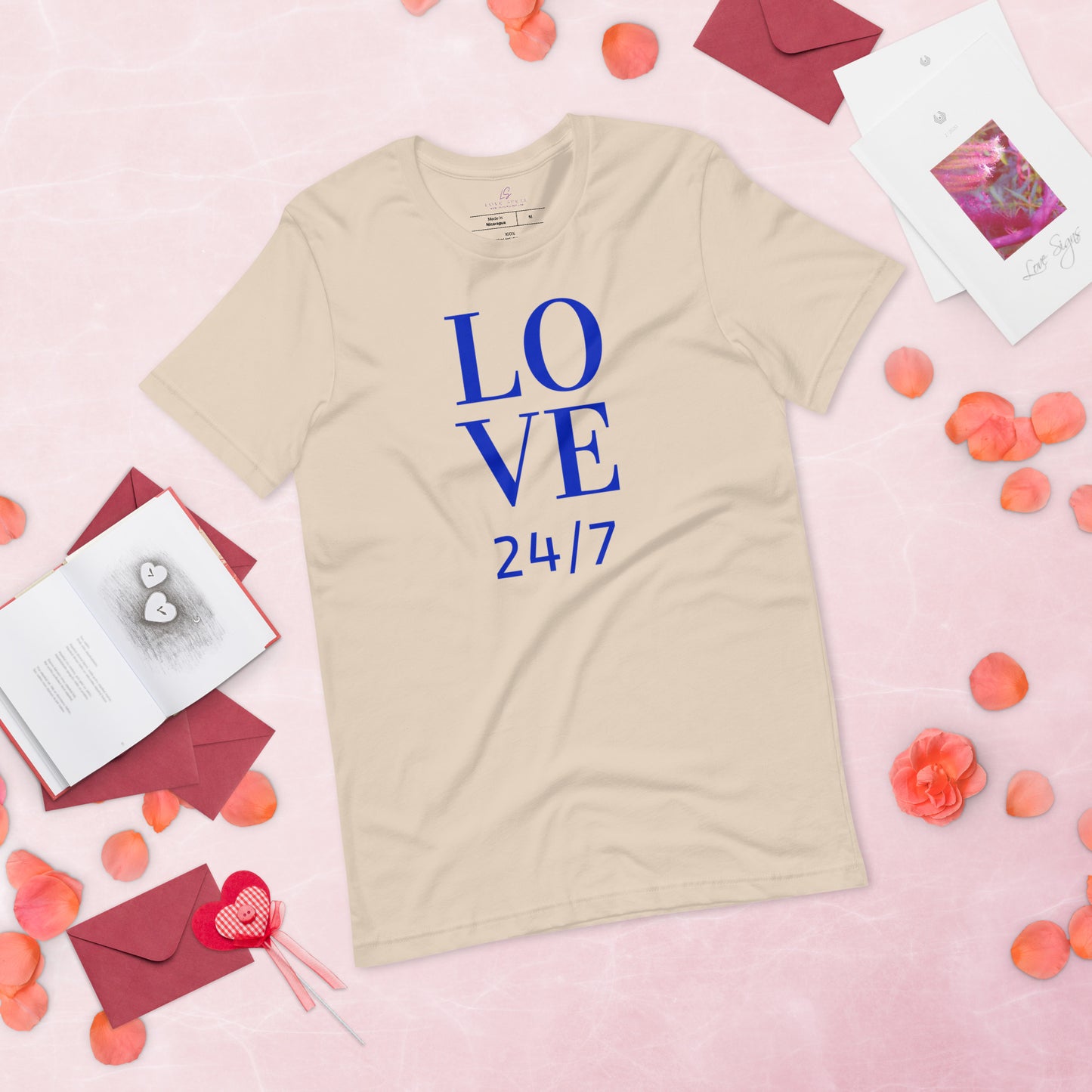 Unisex Tee Bella + Canvas 3001: Love 24/7 (blue text)