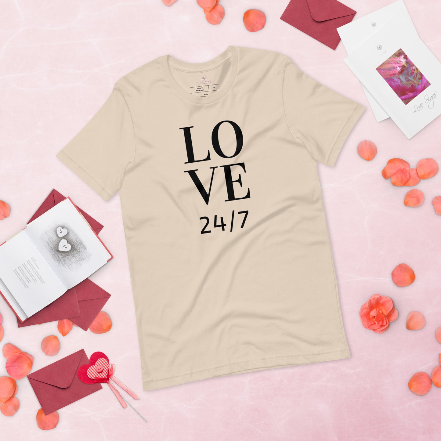 Unisex Tee Bella + Canvas 3001: Love 24/7 black text)