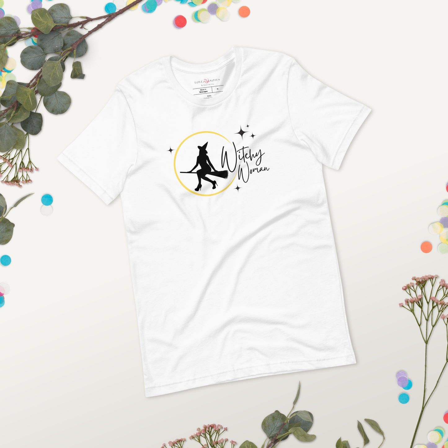 Unisex Tee: Witchy Woman (yellow moon)
