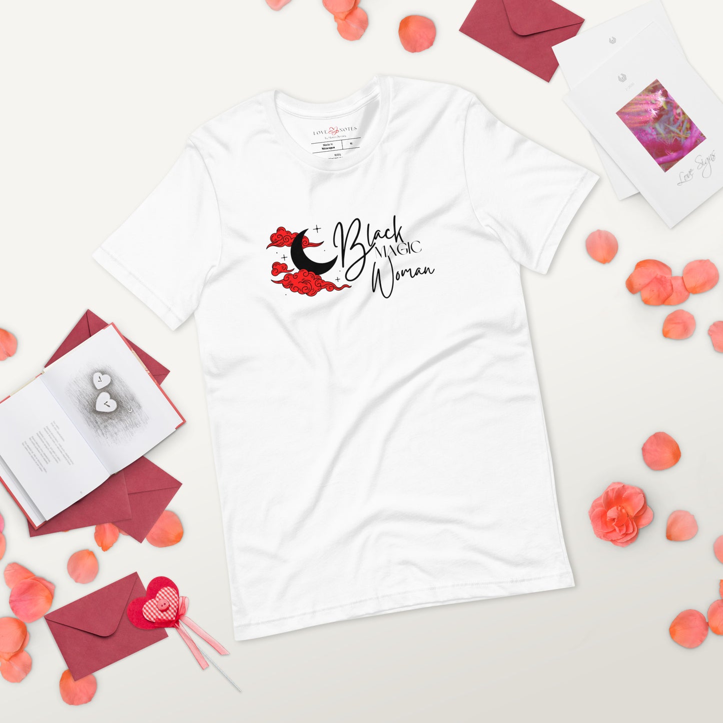 Unisex Tee: Black Magic Woman (red clouds)