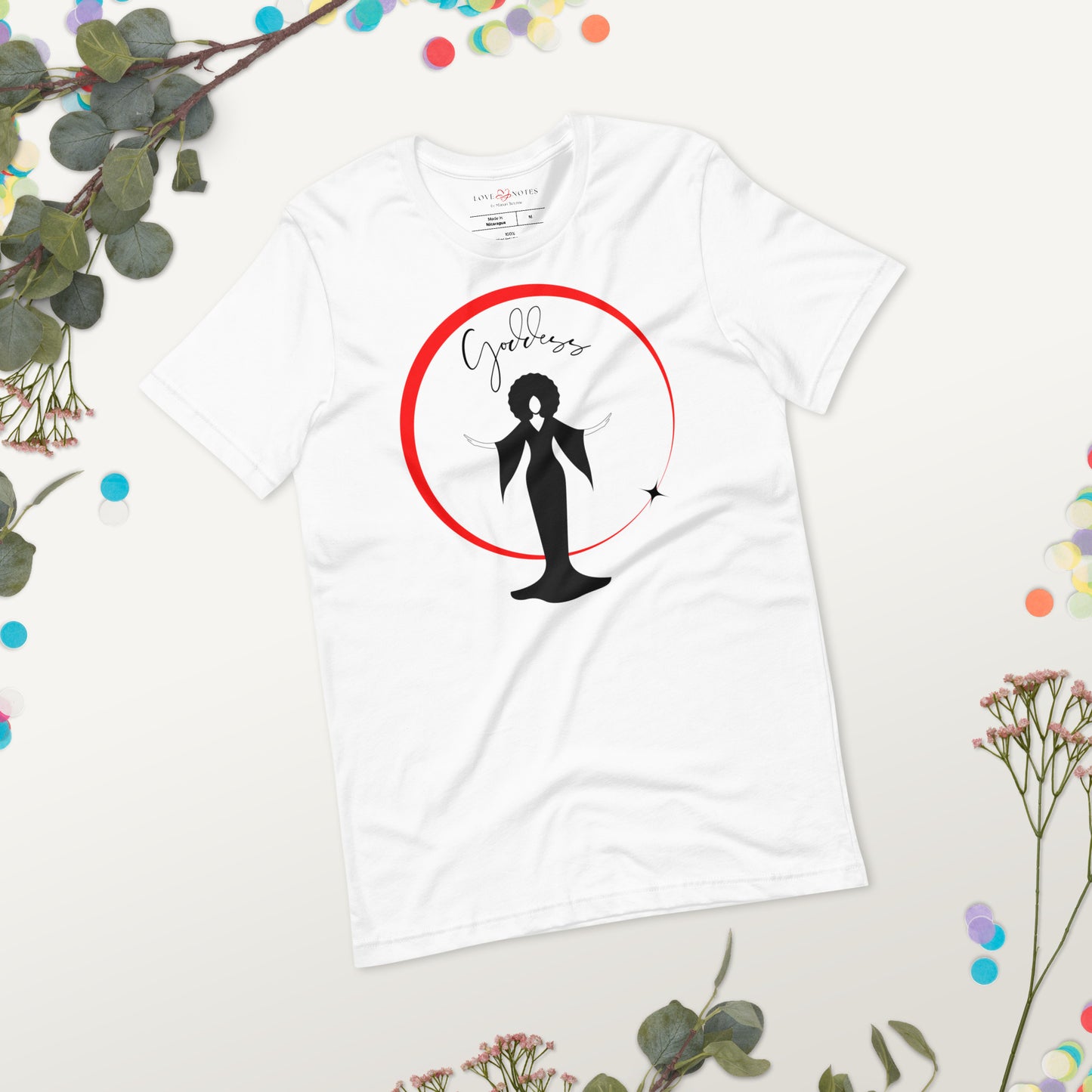 Unisex Tee: Goddess in Black (red ring of light)