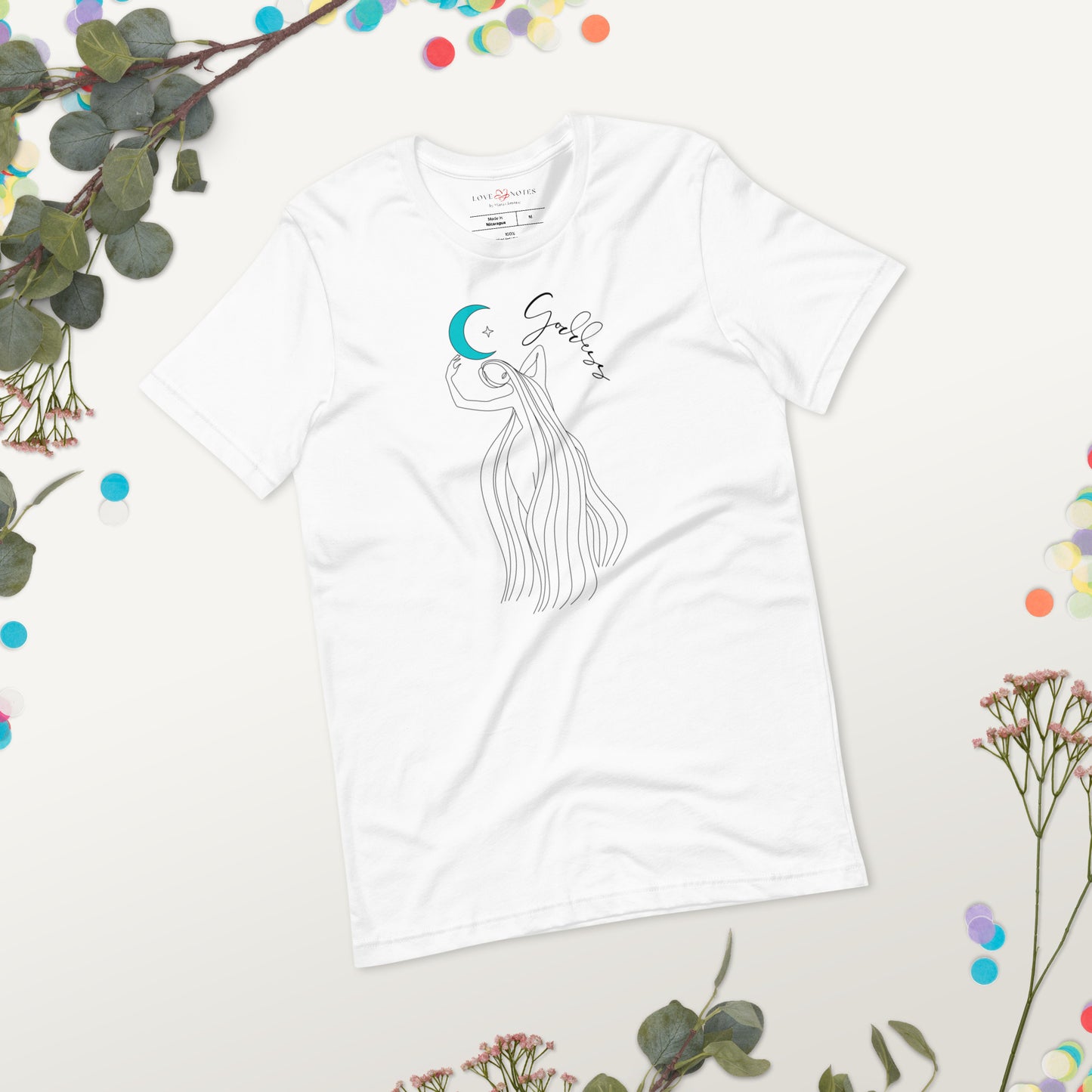Unisex Tee: Standing Goddess (turquoise moon)