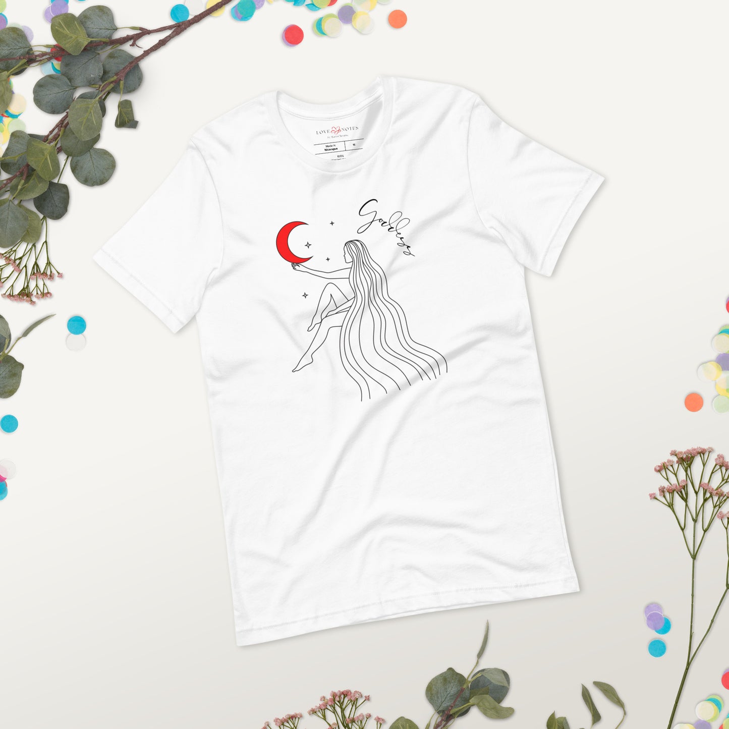 Unisex Tee: Sitting Goddess (red moon)