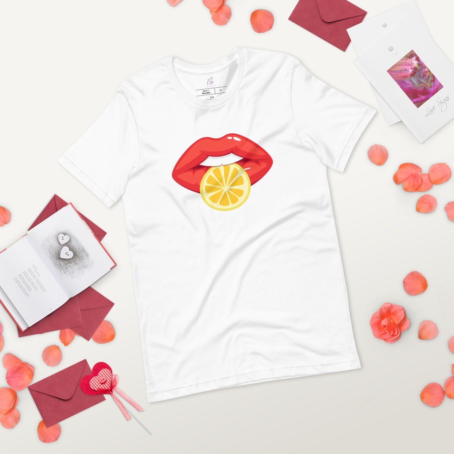 Unisex Tee: Vivid Red Mouth & Lemon Slice