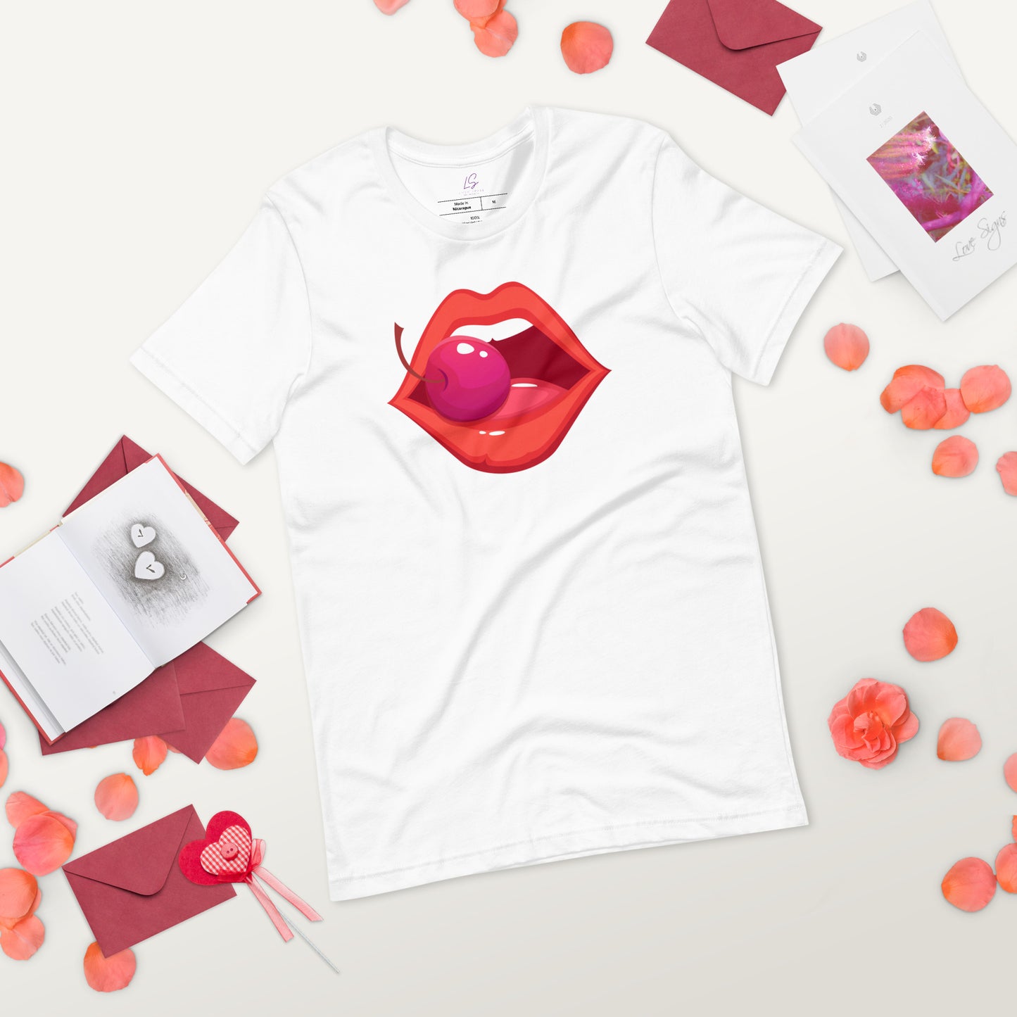 Unisex Tee: Vivid Red Mouth & Cherry