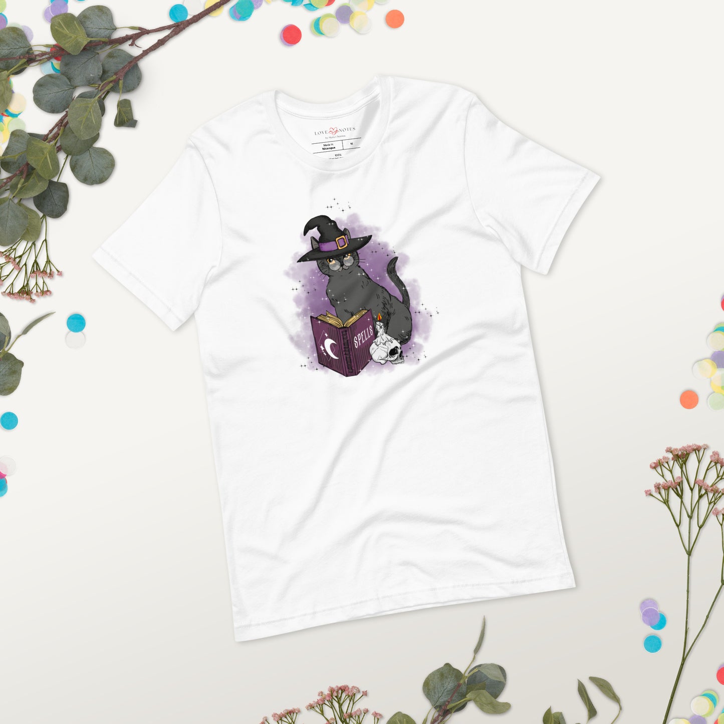 Unisex Tee Bella + Canvas 3001: Witch Cat and Spell Book