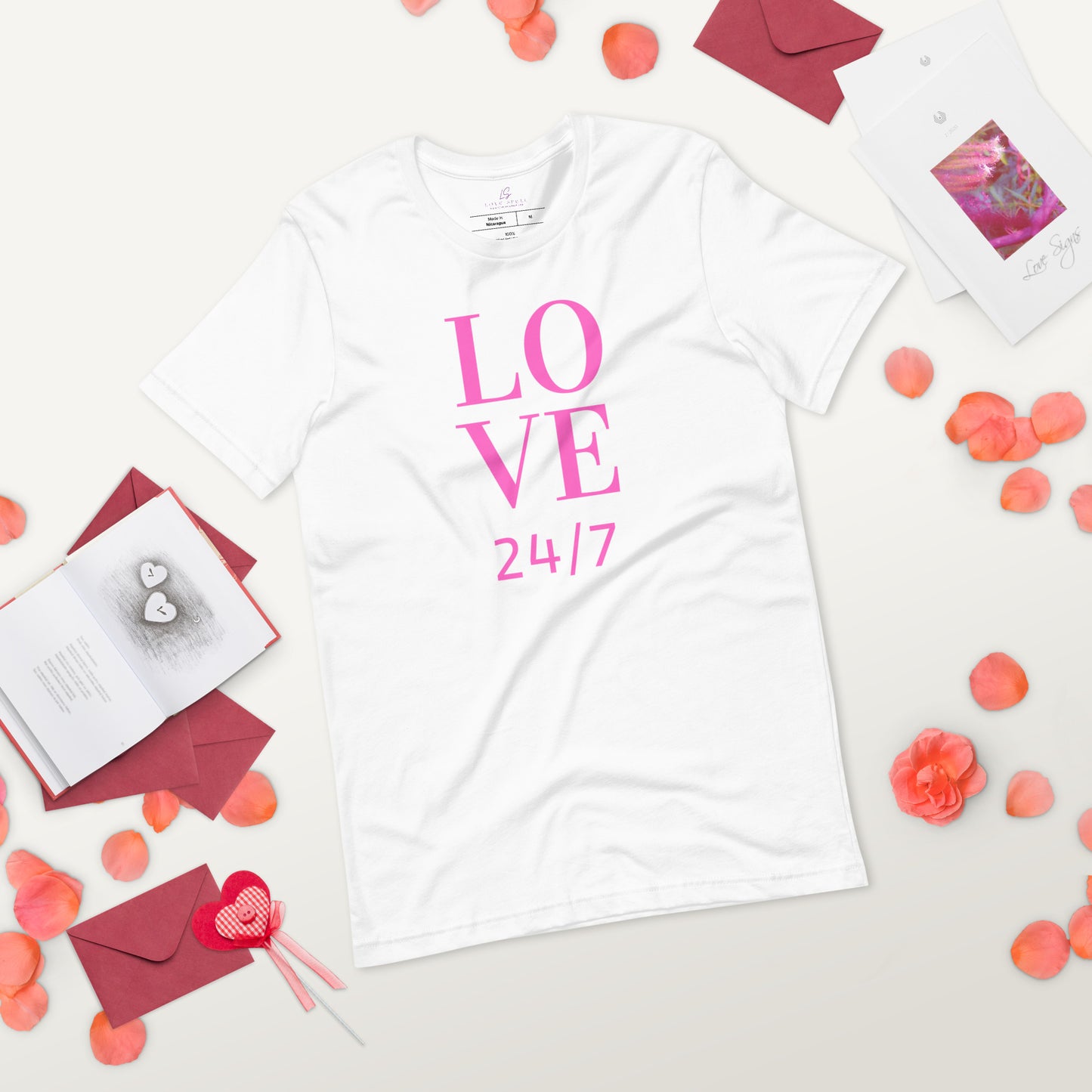 Unisex Tee Bella + Canvas 3001: Love 24/7 (pink text)