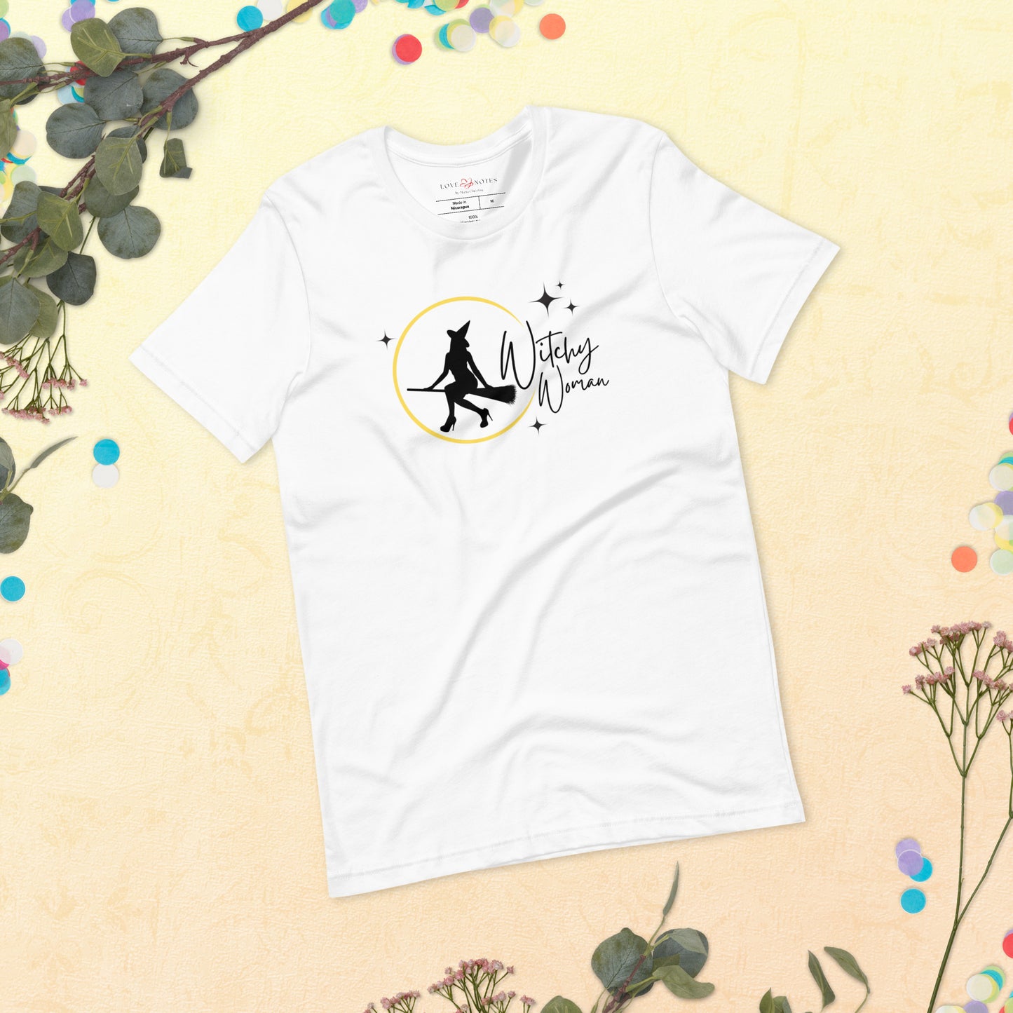 Unisex Tee: Witchy Woman (yellow moon)