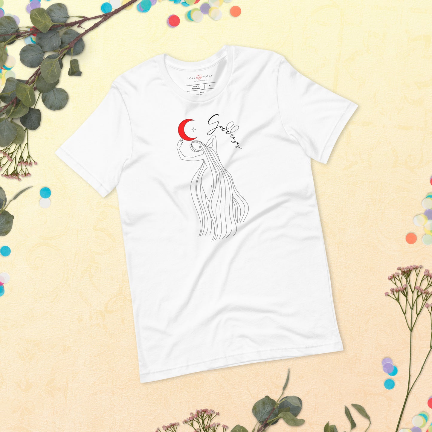 Unisex Tee: Standing Goddess (red moon)