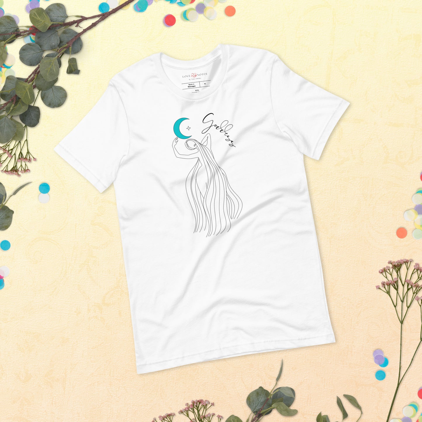 Unisex Tee: Standing Goddess (turquoise moon)
