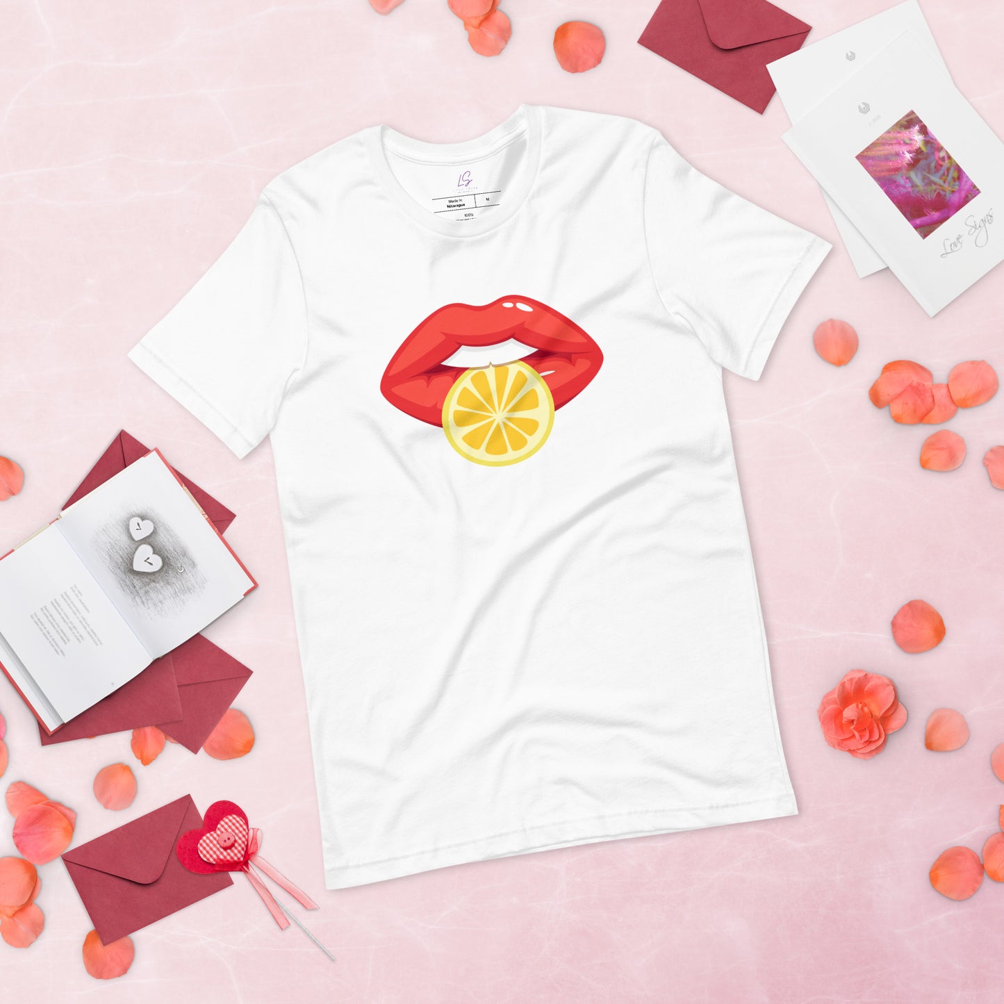 Unisex Tee: Vivid Red Mouth & Lemon Slice