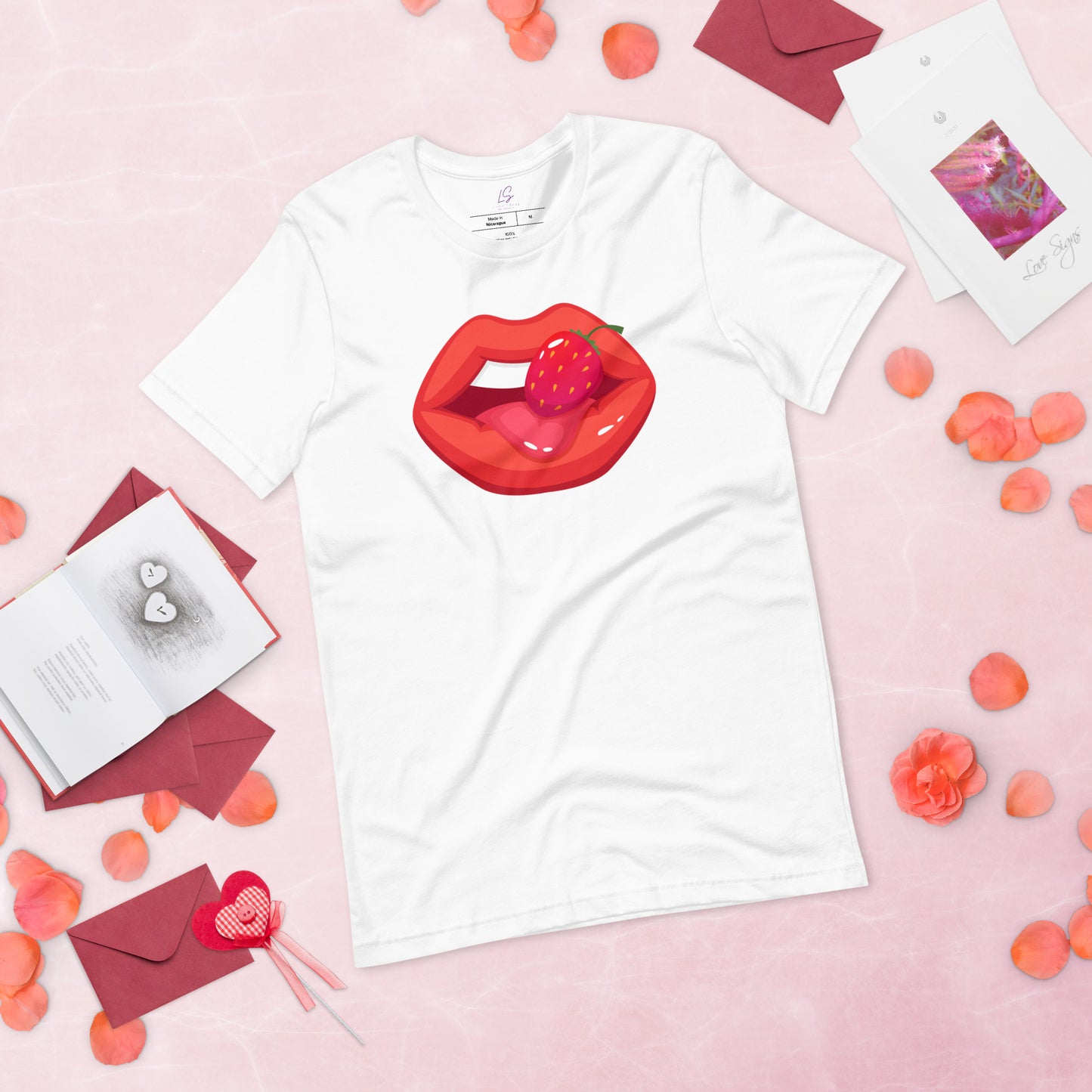 Unisex Tee: Vivid Red Mouth & Strawberry