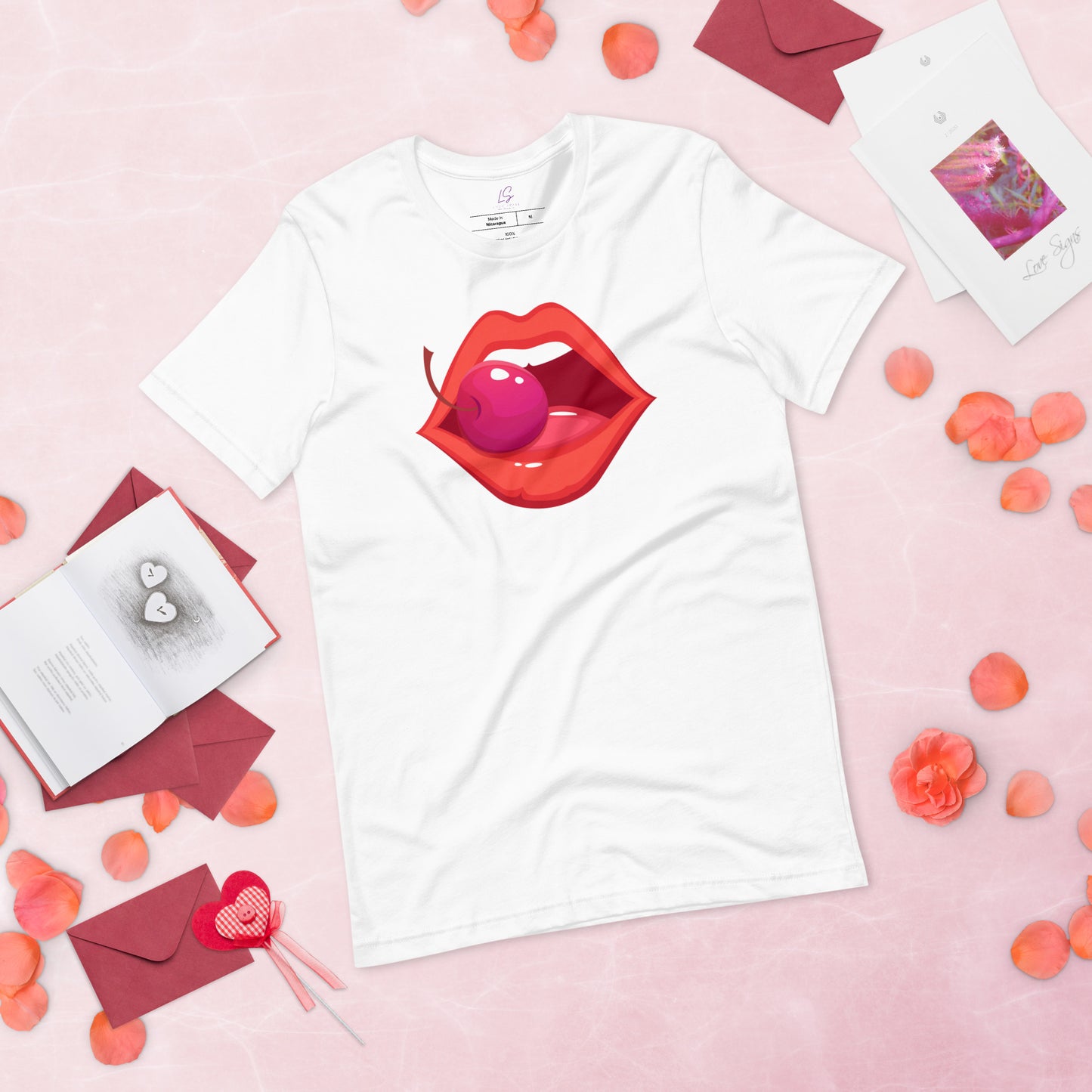 Unisex Tee: Vivid Red Mouth & Cherry