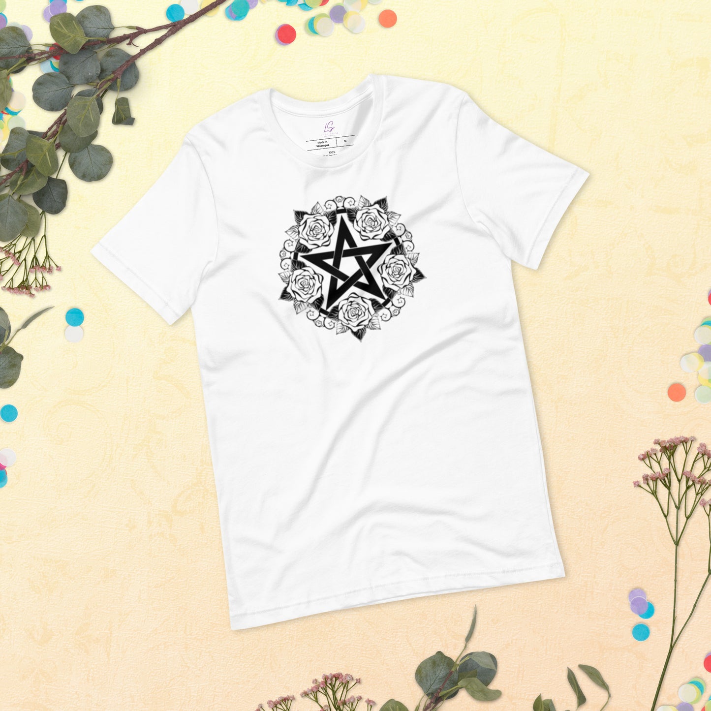 Unisex Tee Bella + Canvas 3001: Pentacle with Roses