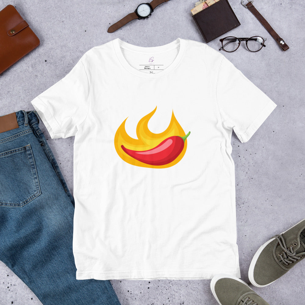 Unisex Tee: Chili Pepper in Flames