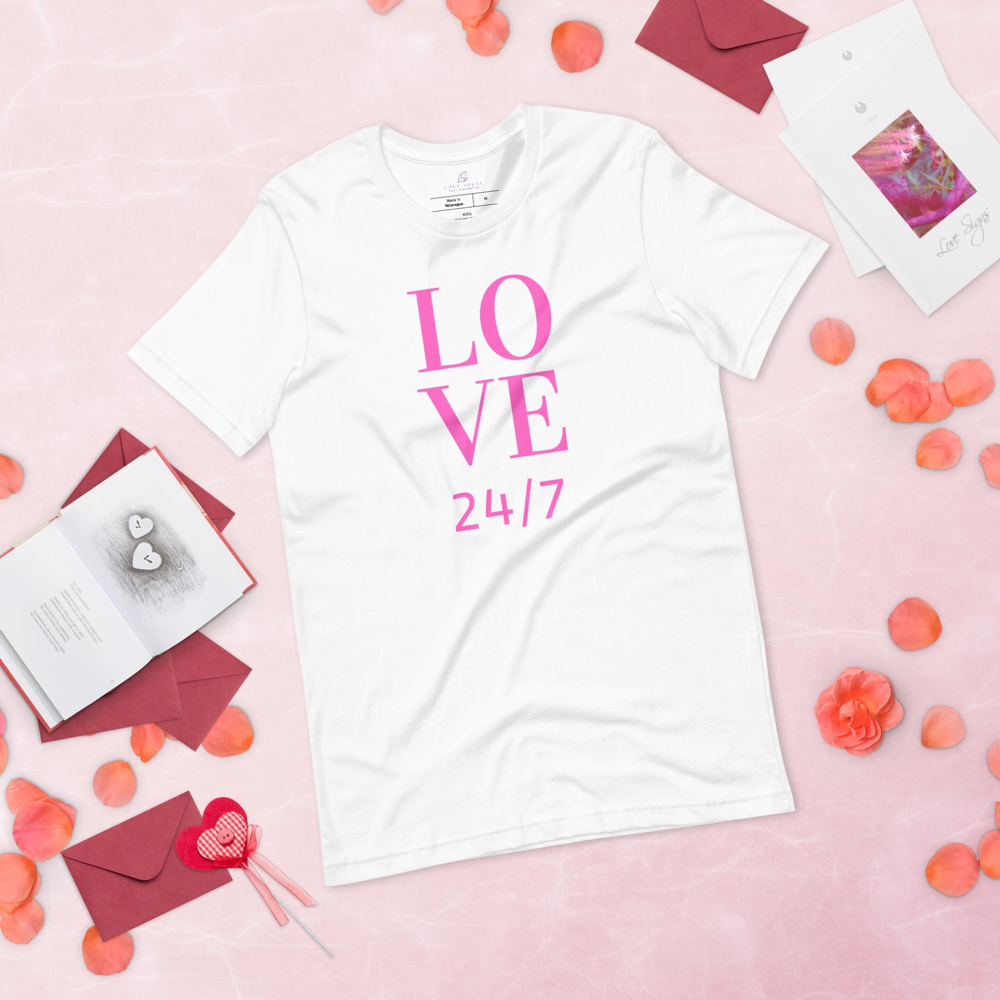 Unisex Tee Bella + Canvas 3001: Love 24/7 (pink text)