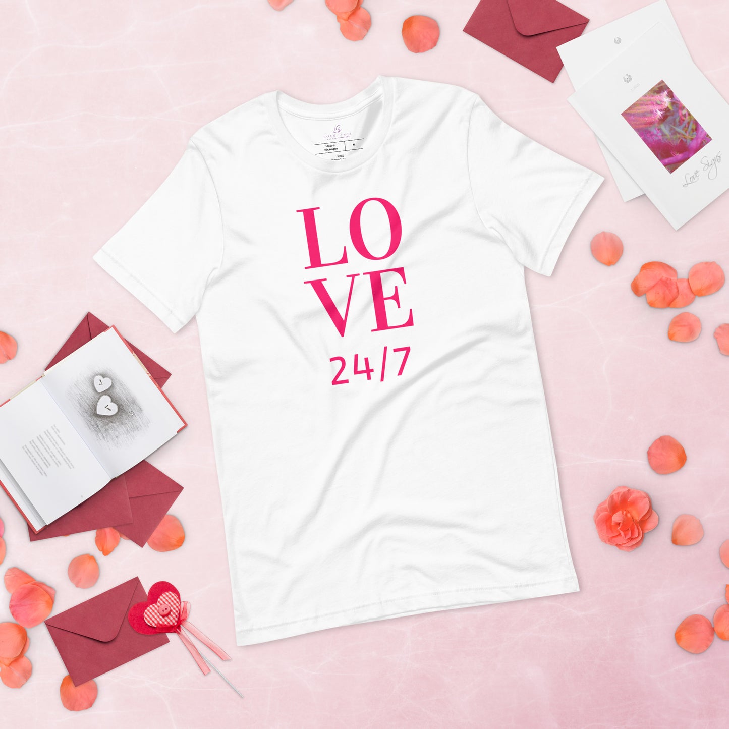 Unisex Tee Bella + Canvas 3001: Love 24/7 (fucshia text)