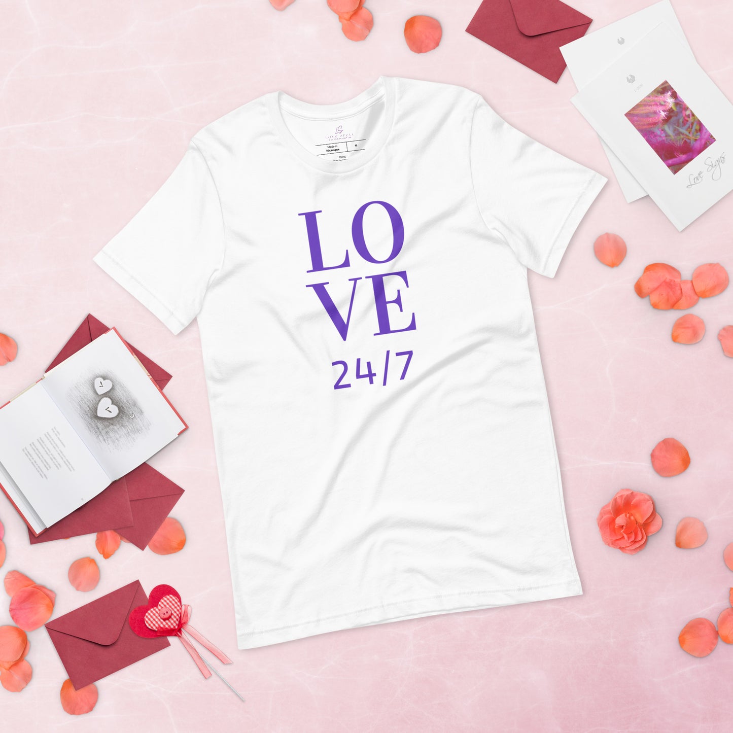 Unisex Tee Bella + Canvas 3001: Love 24/7 (purple text)