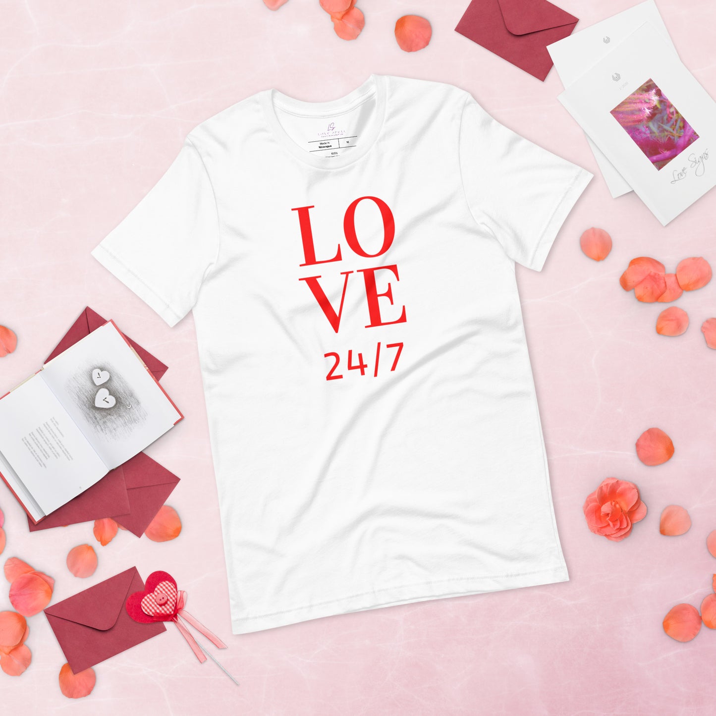 Unisex Tee Bella + Canvas 3001: Love 24/7 (red text)
