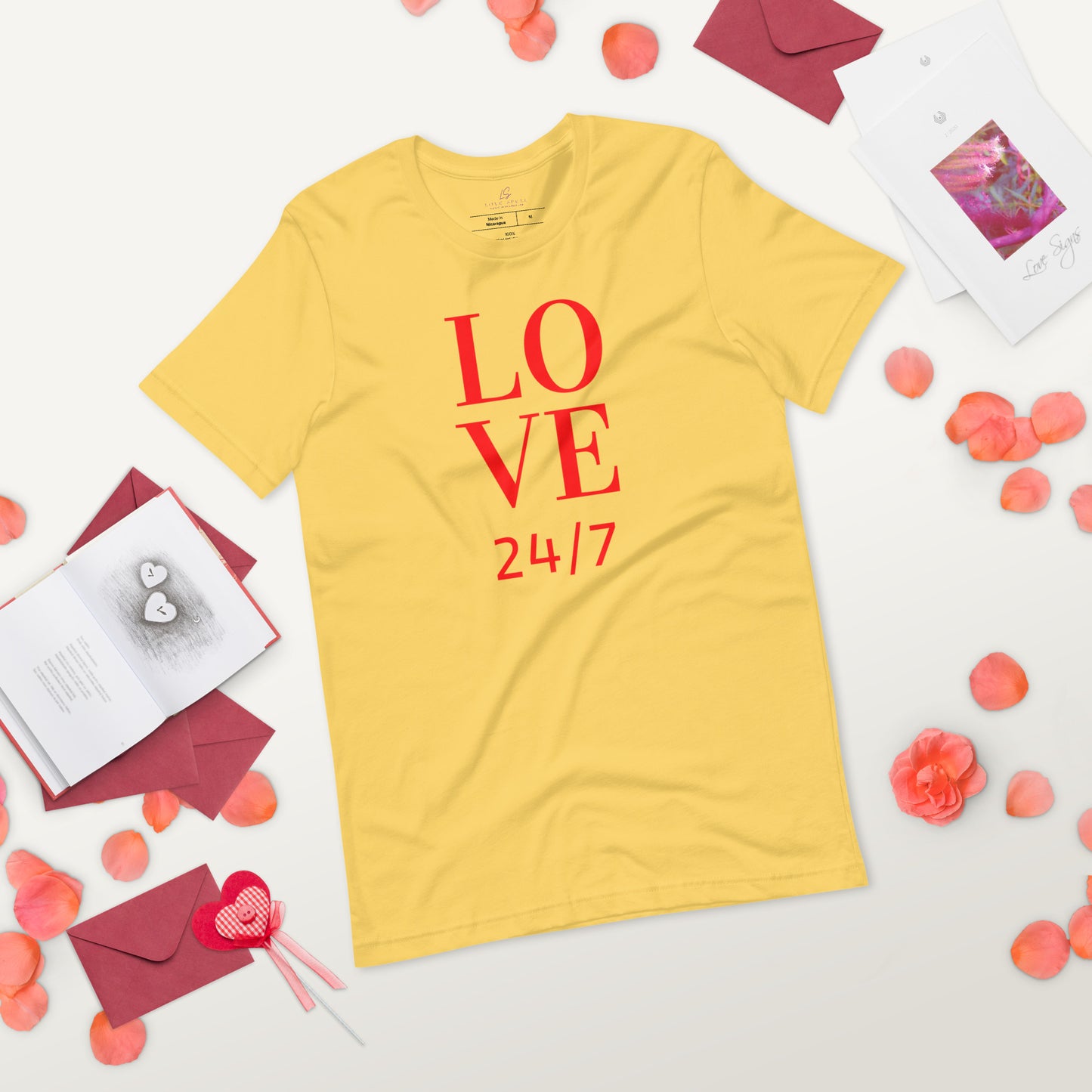 Unisex Tee Bella + Canvas 3001: Love 24/7 (red text)