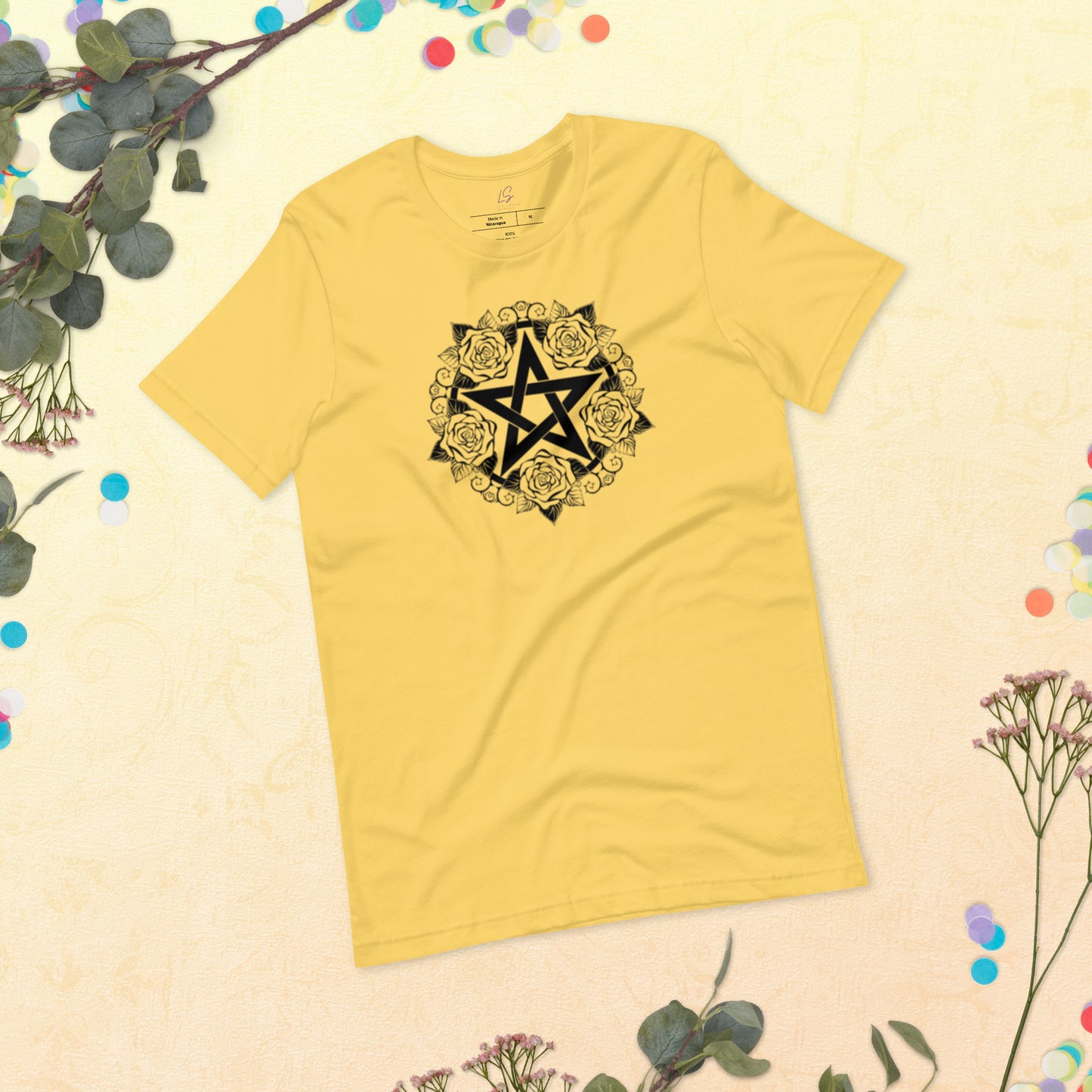 Unisex Tee Bella + Canvas 3001: Pentacle with Roses