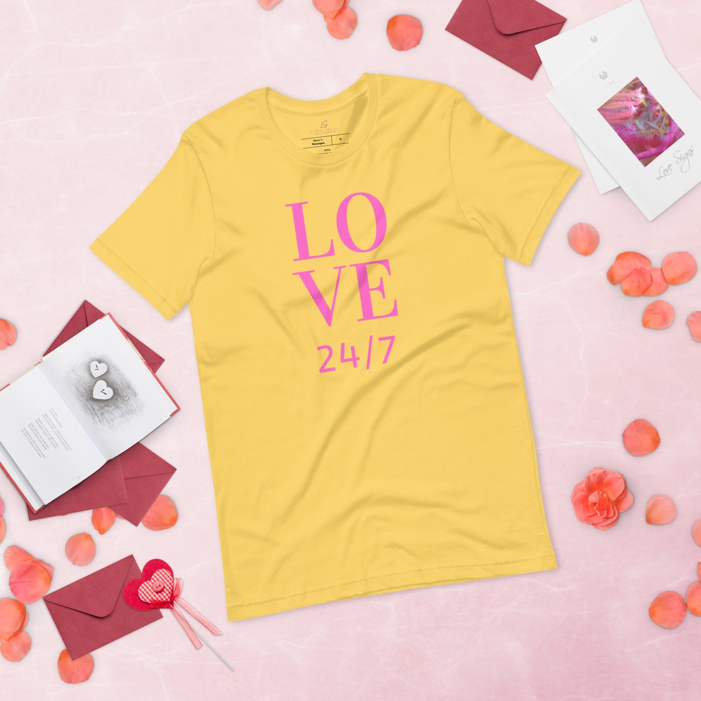 Unisex Tee Bella + Canvas 3001: Love 24/7 (pink text)