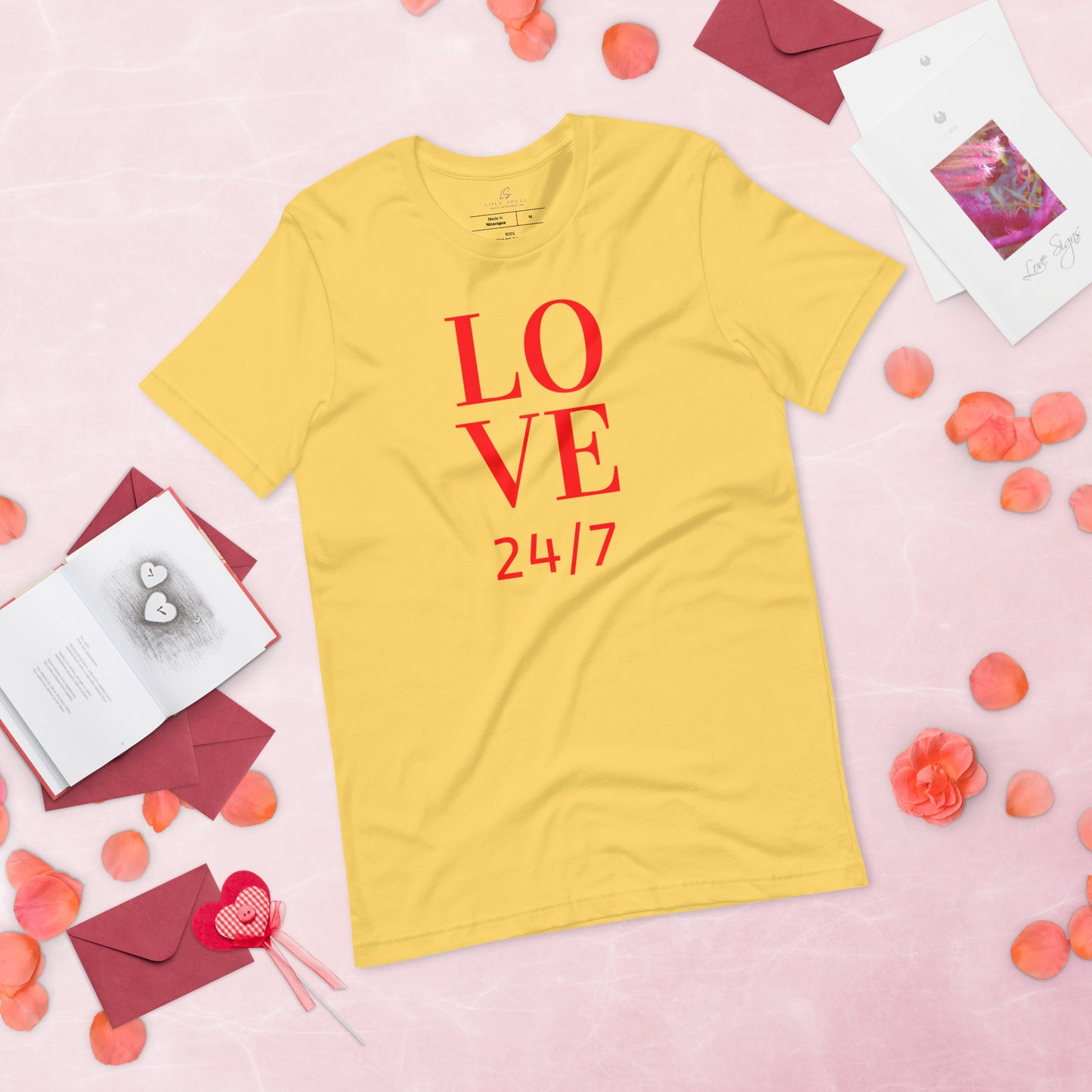 Unisex Tee Bella + Canvas 3001: Love 24/7 (red text)