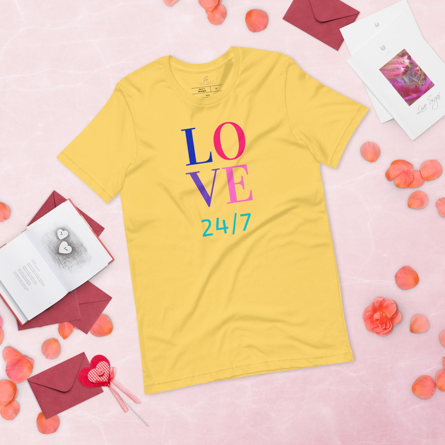 Unisex Tee Bella + Canvas 3001: Love 24/7 (multi-color text)