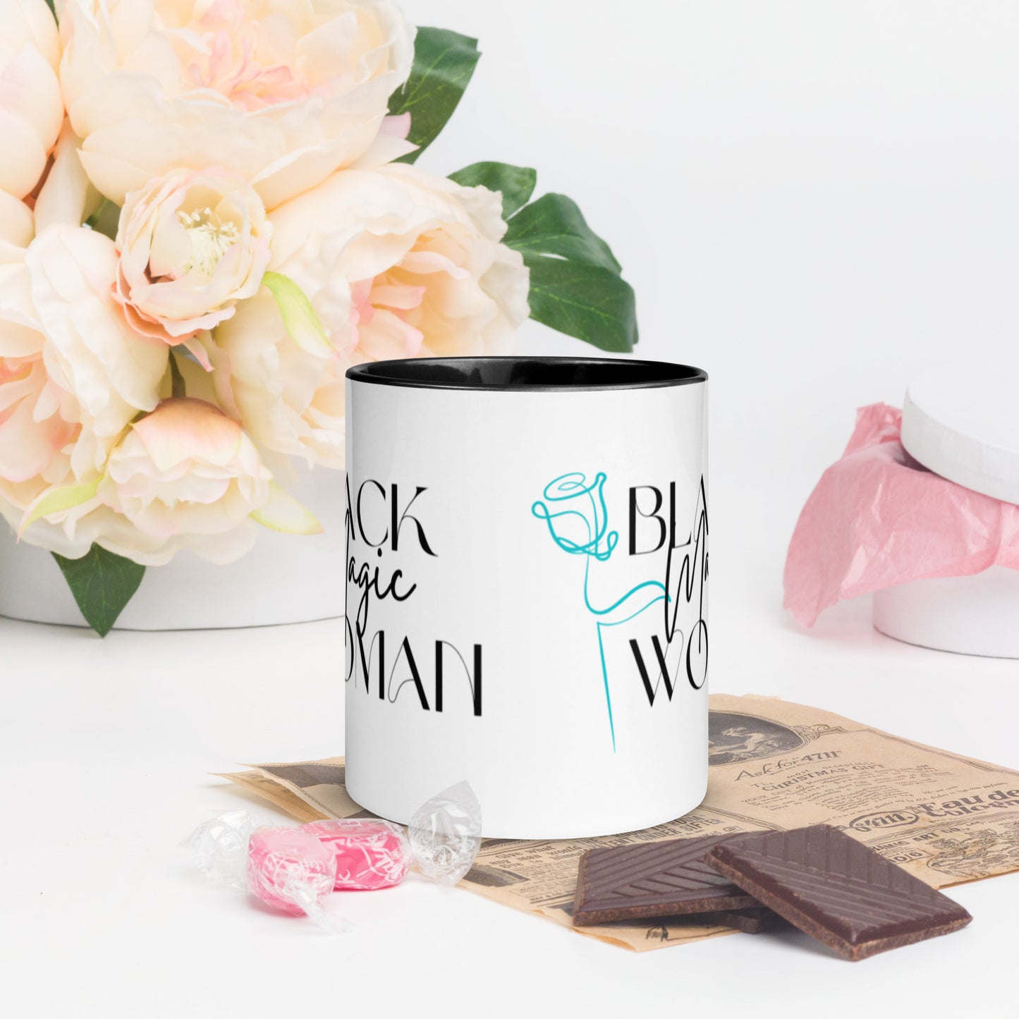 Mug: Black Magic Woman (turquoise rose)
