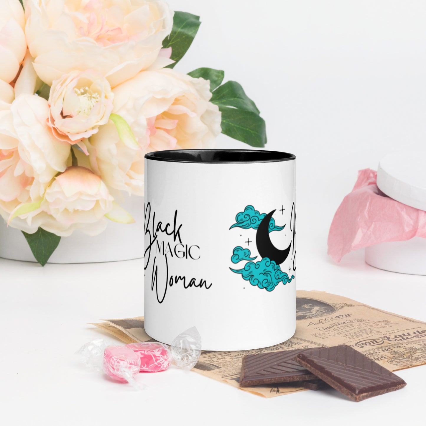 Mug: Black Magic Woman (turquoise clouds)