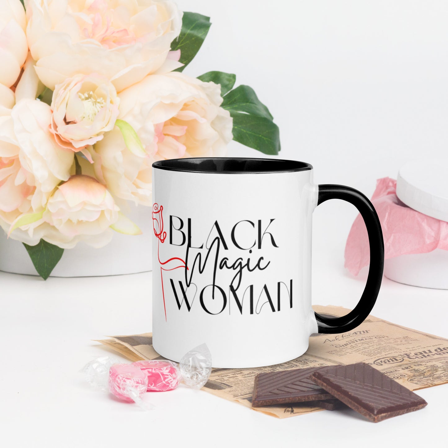 Mug: Black Magic Woman (red rose)