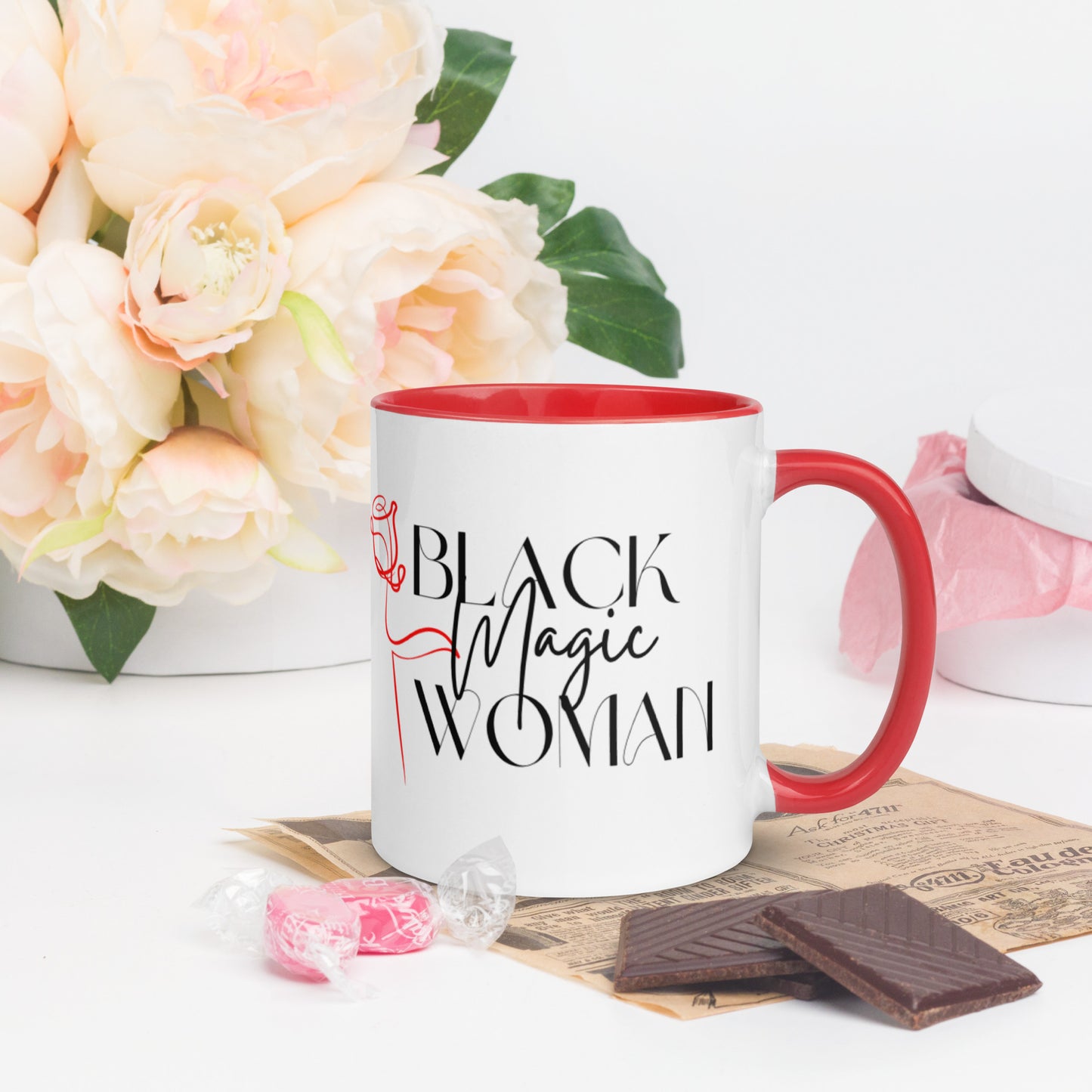 Mug: Black Magic Woman (red rose)
