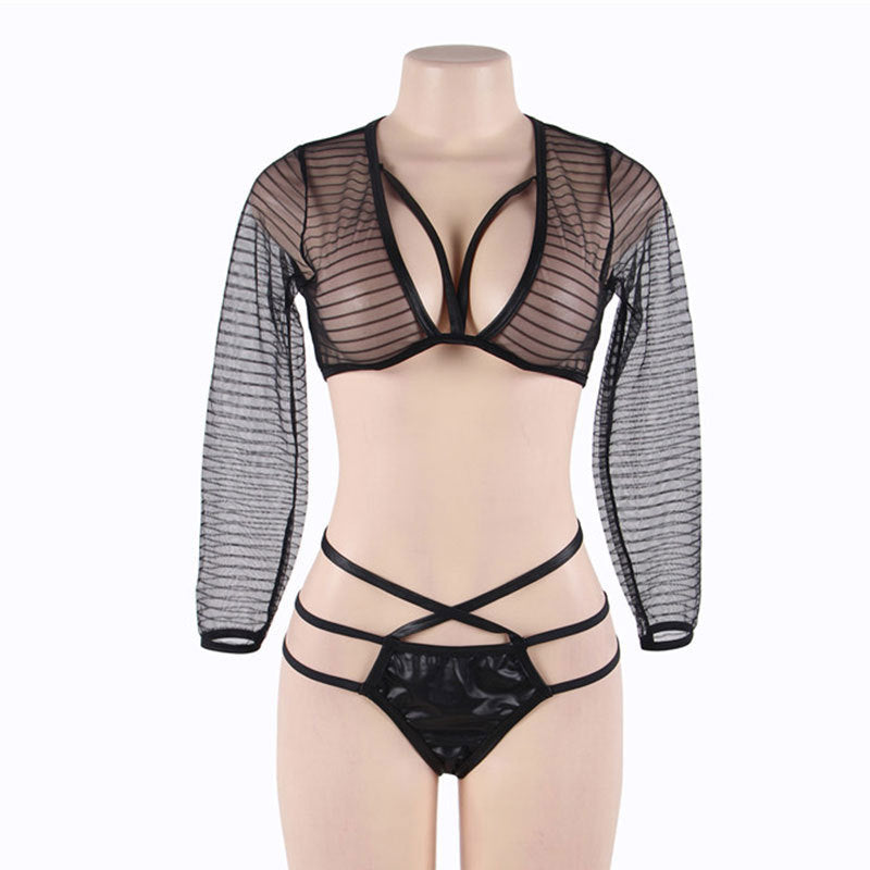 Curvy Lingerie: Seductive Mesh Top & Panty Set