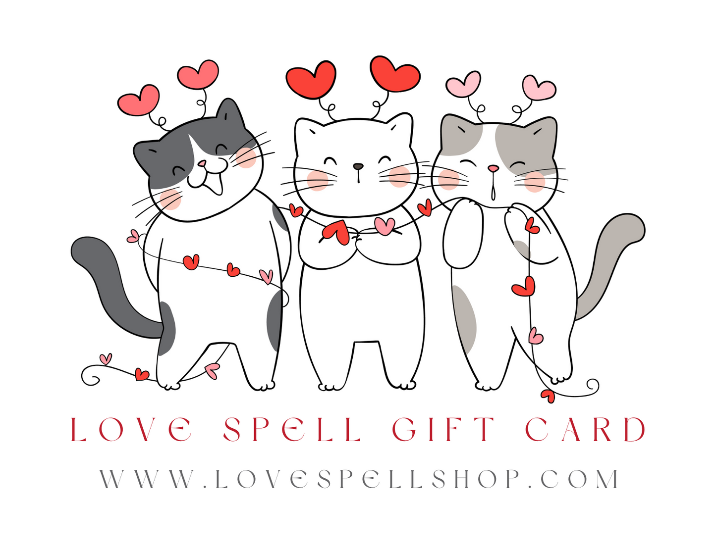 Love Spell Digital Gift Card (Cat Trio Hearts)